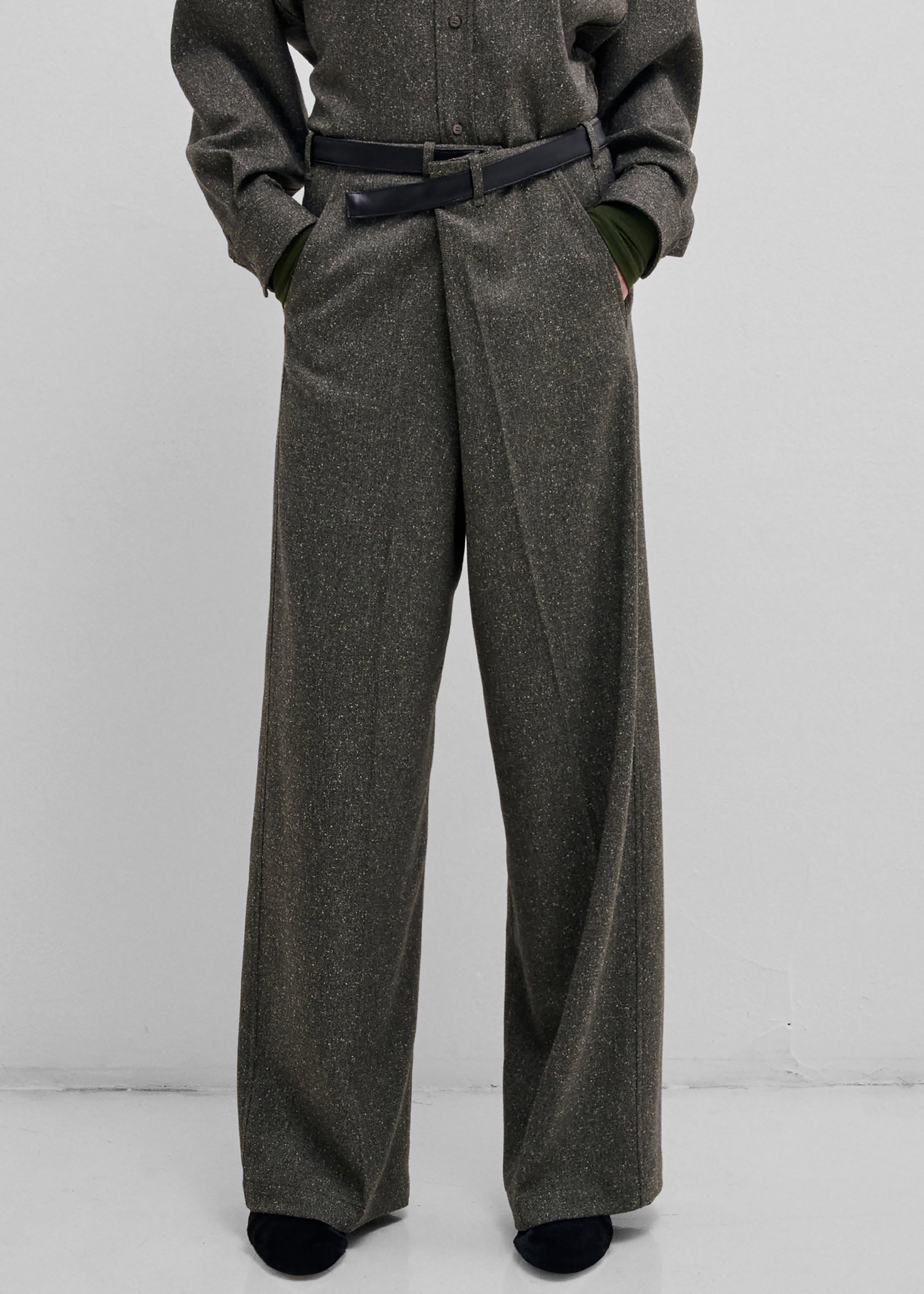 Darkpark Gaia Wide Leg Pants With Belt - Green - 3