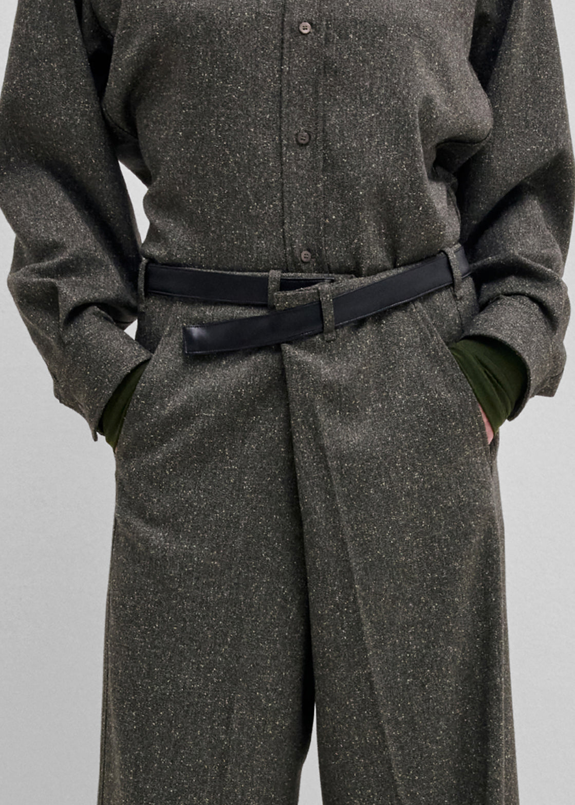 Darkpark Gaia Wide Leg Pants With Belt - Green - 2
