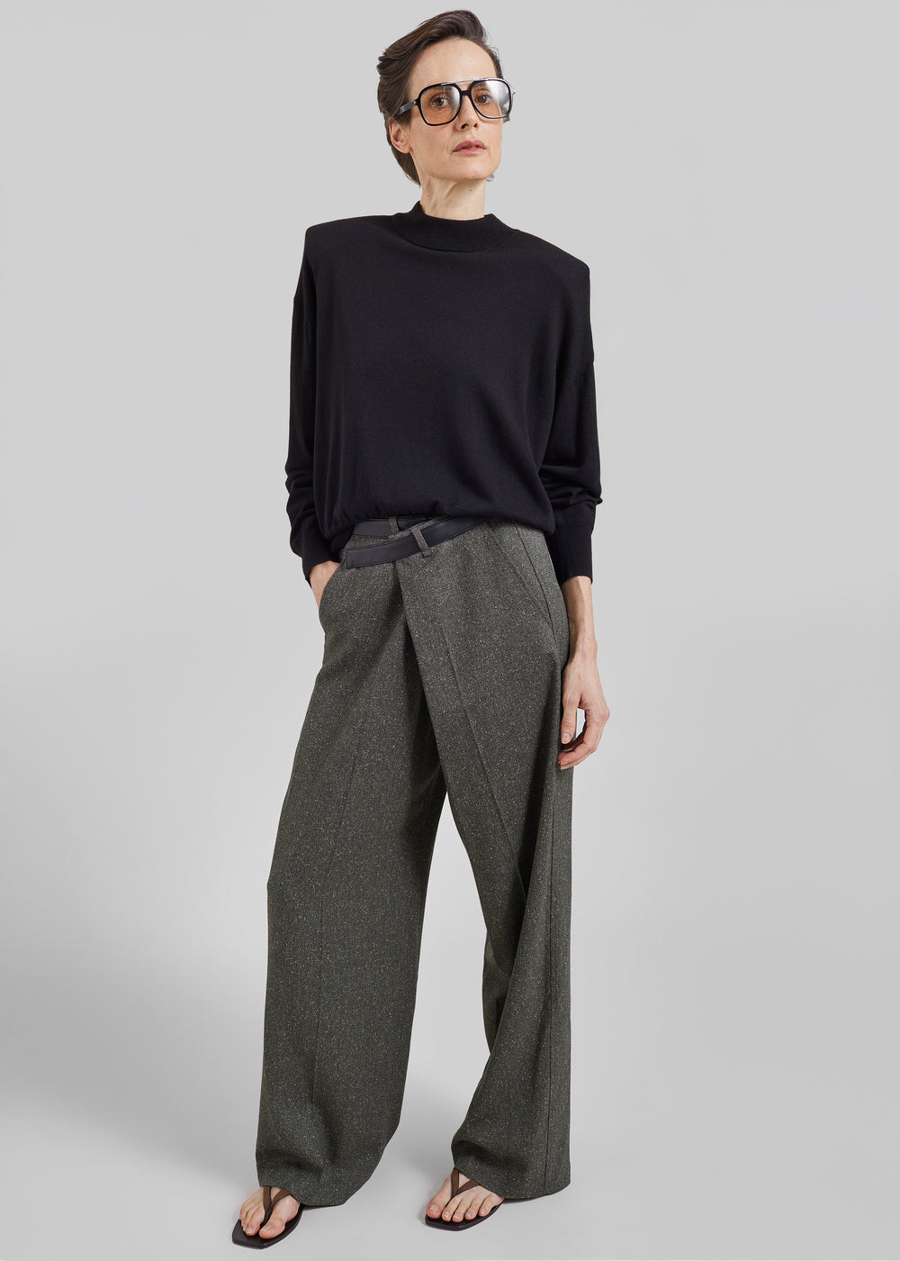 Darkpark Gaia Wide Leg Pants With Belt - Green