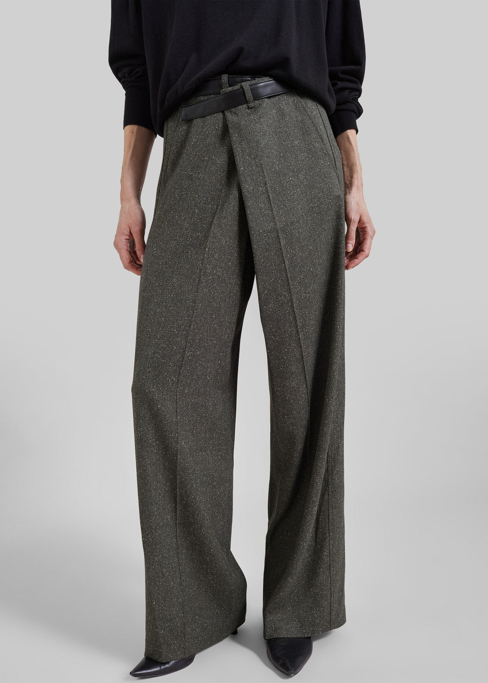 Darkpark Gaia Wide Leg Pants With Belt - Green - 1