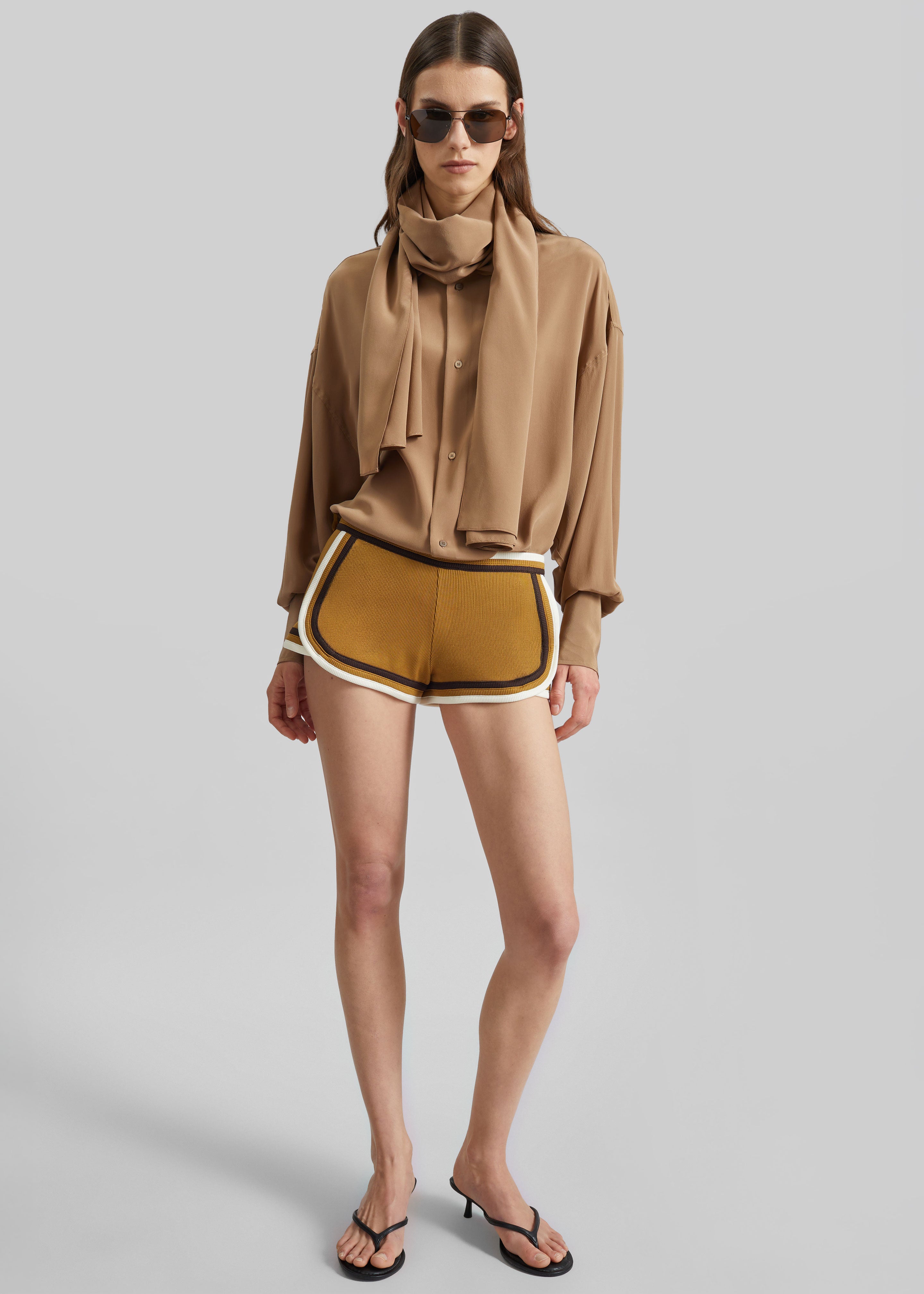 Darkpark Georgia Detachable Scarf Silk Shirt - Tobacco - 4