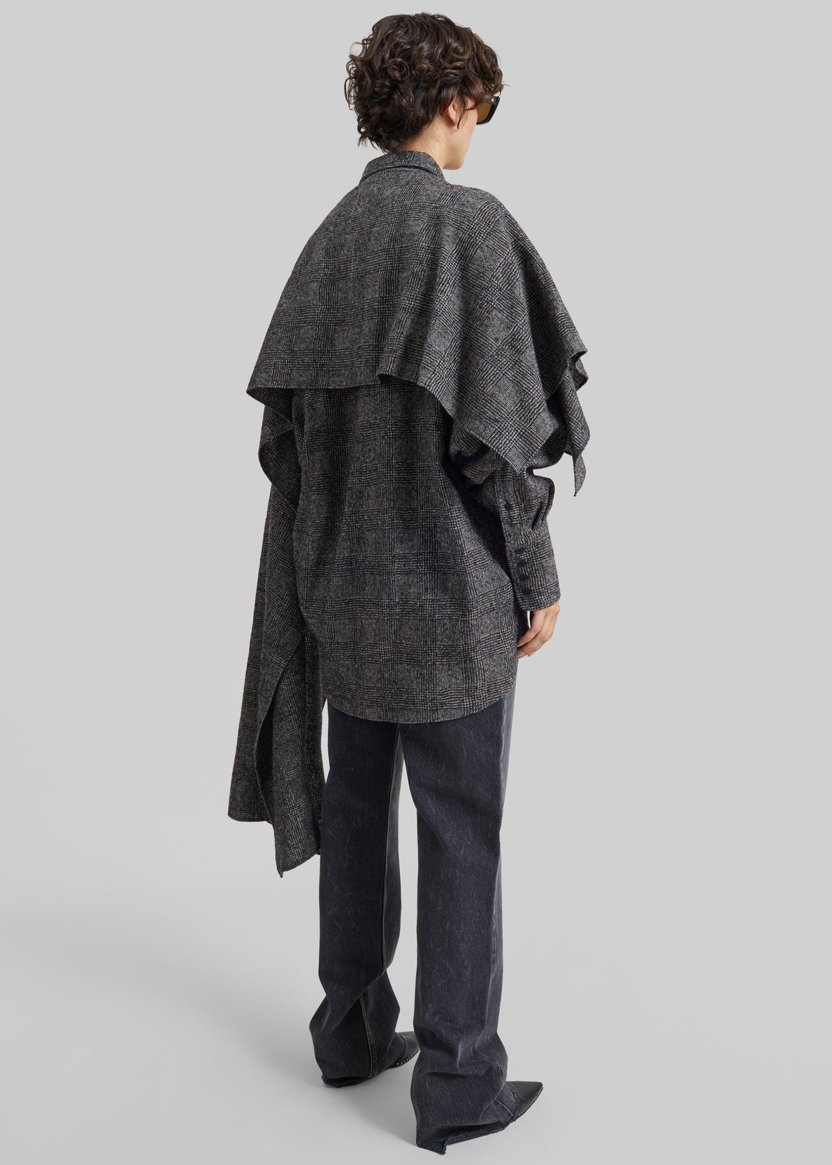 Darkpark Georgia Detachable Scarf Wool Shirt - Black/Grey