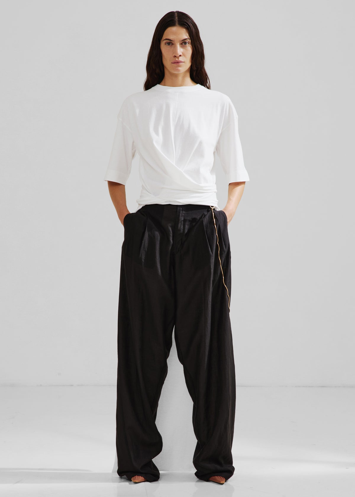 Darkpark Gia Oversized Long Tee With Splits - White - 4