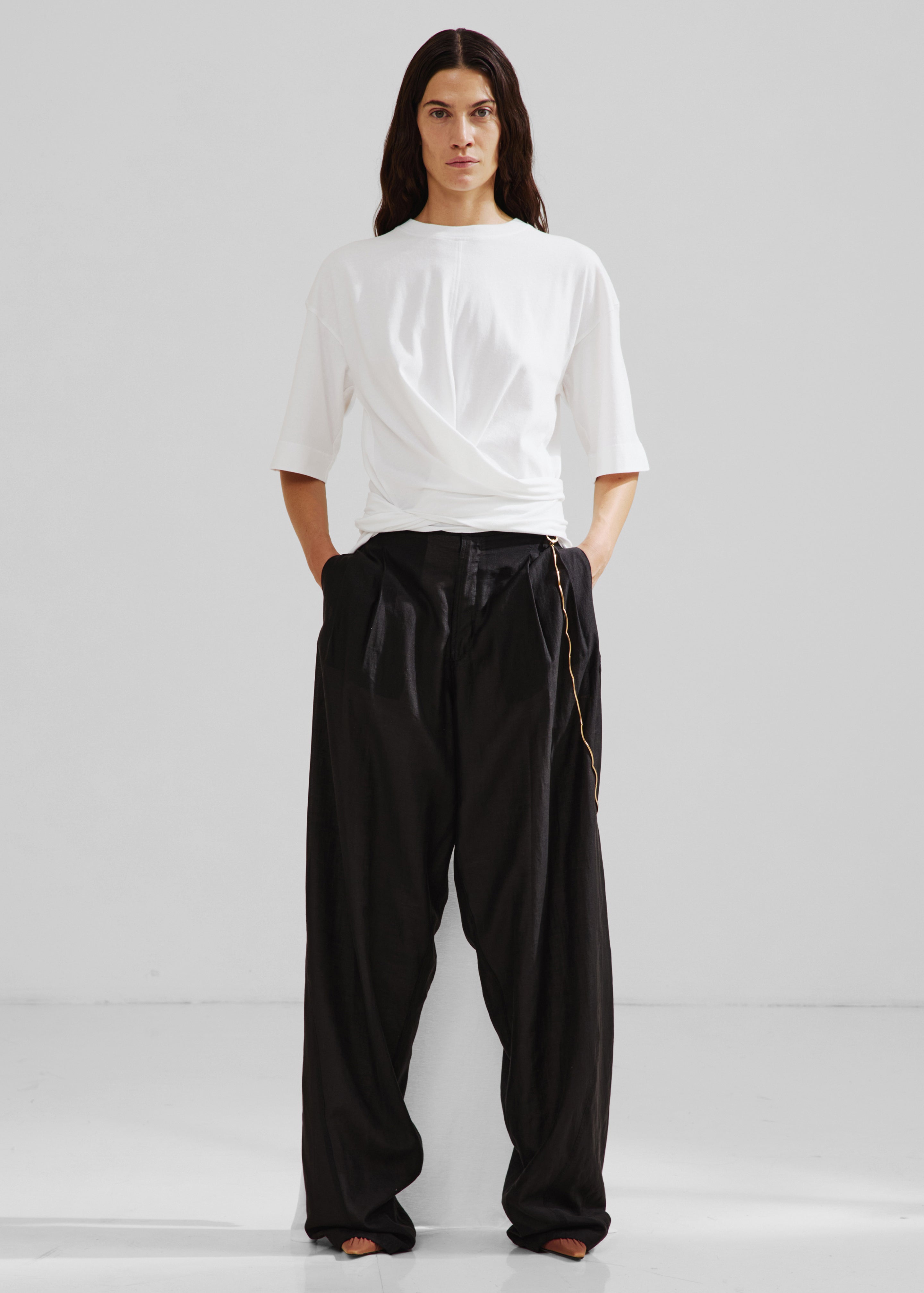 Darkpark Gia Oversized Long Tee With Splits - White - 4