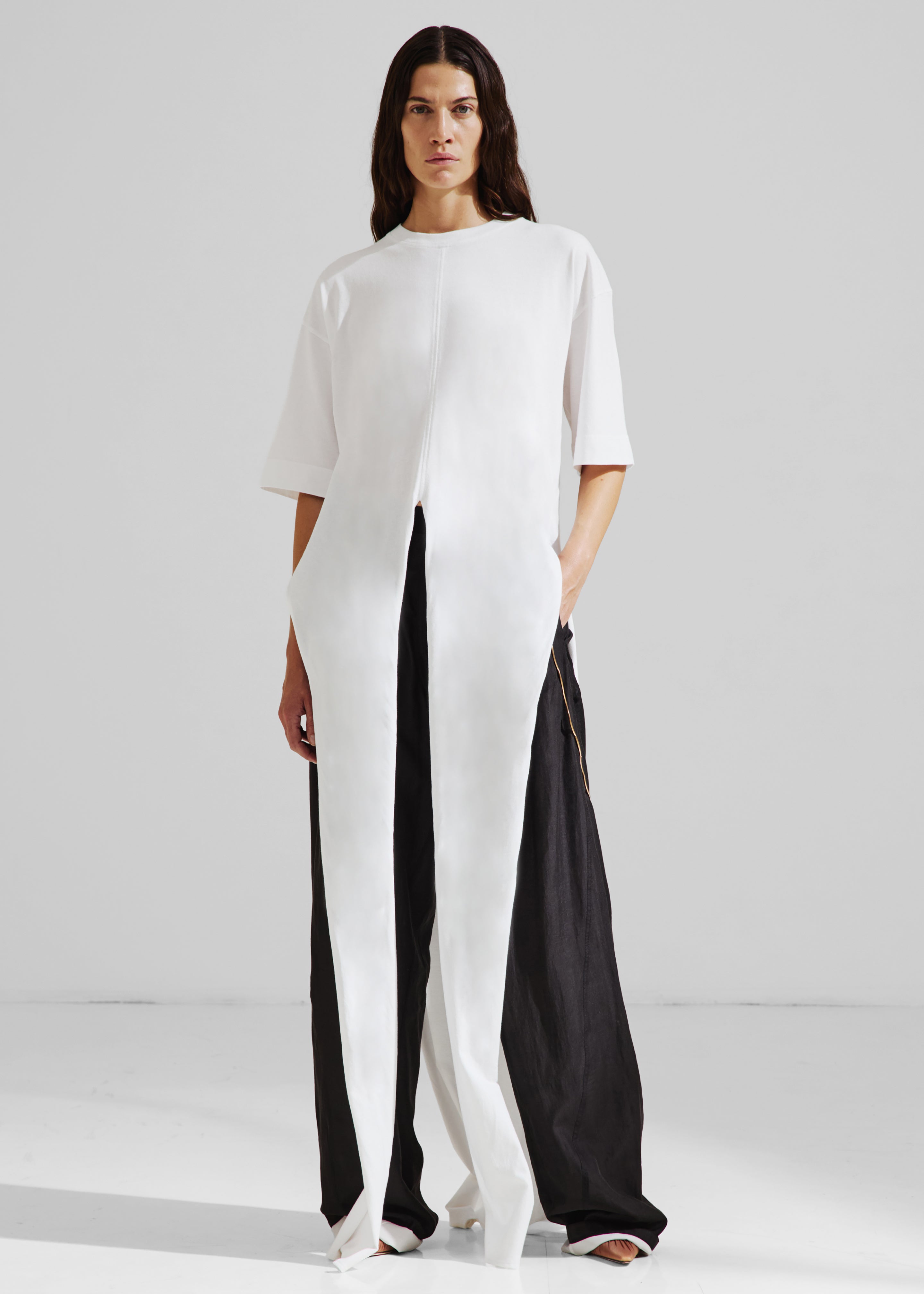Darkpark Gia Oversized Long Tee With Splits - White - 2