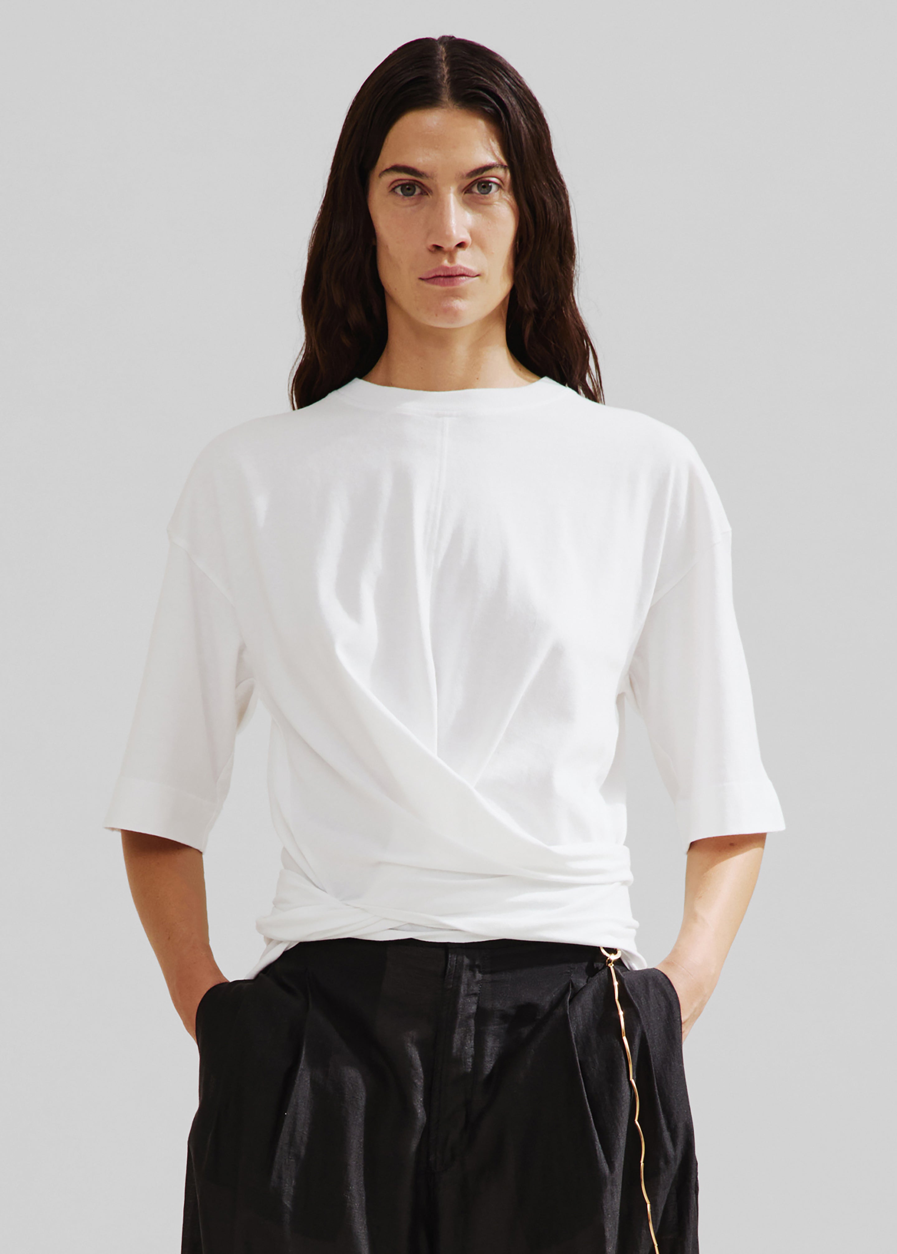 Darkpark Gia Oversized Long Tee With Splits - White – The Frankie Shop