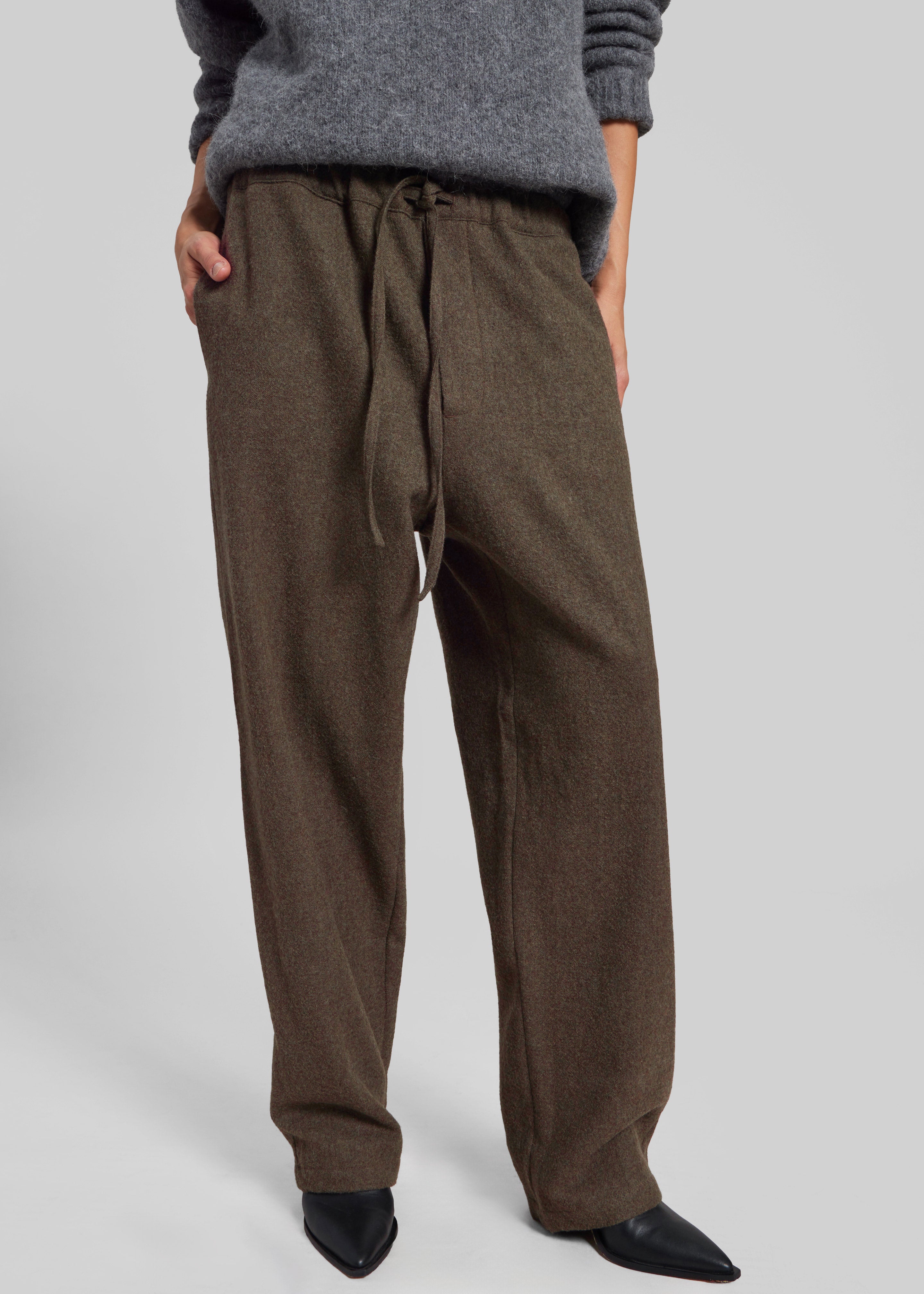 Darkpark Ian Japanese Light Wool Jogger Fit Pants - Military Green - 2