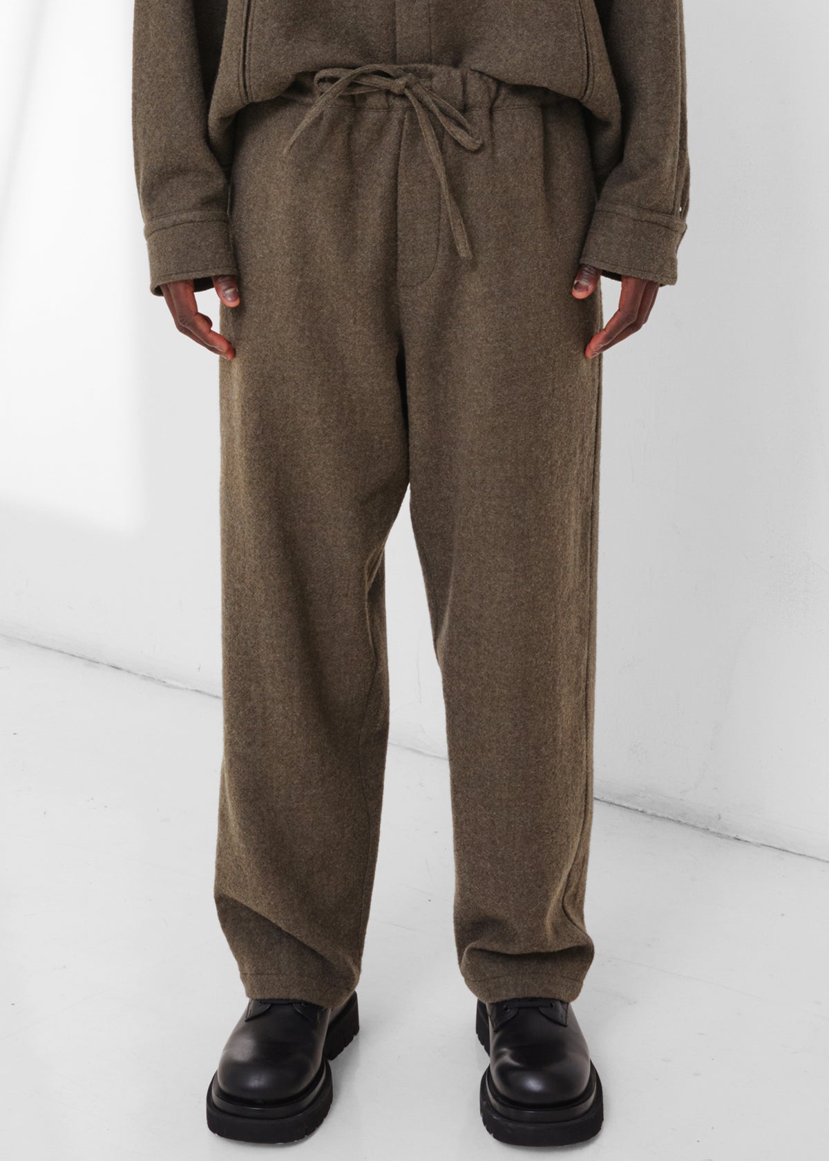 Darkpark Ian Japanese Light Wool Jogger Fit Pants - Military Green - 6 - [gender-male]