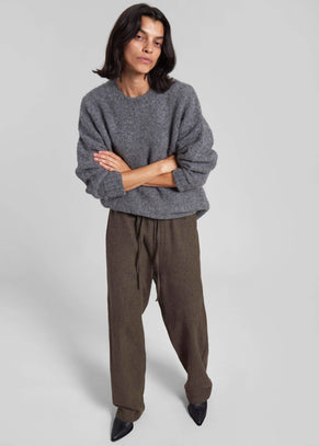 Darkpark Ian Japanese Light Wool Jogger Fit Pants - Military Green