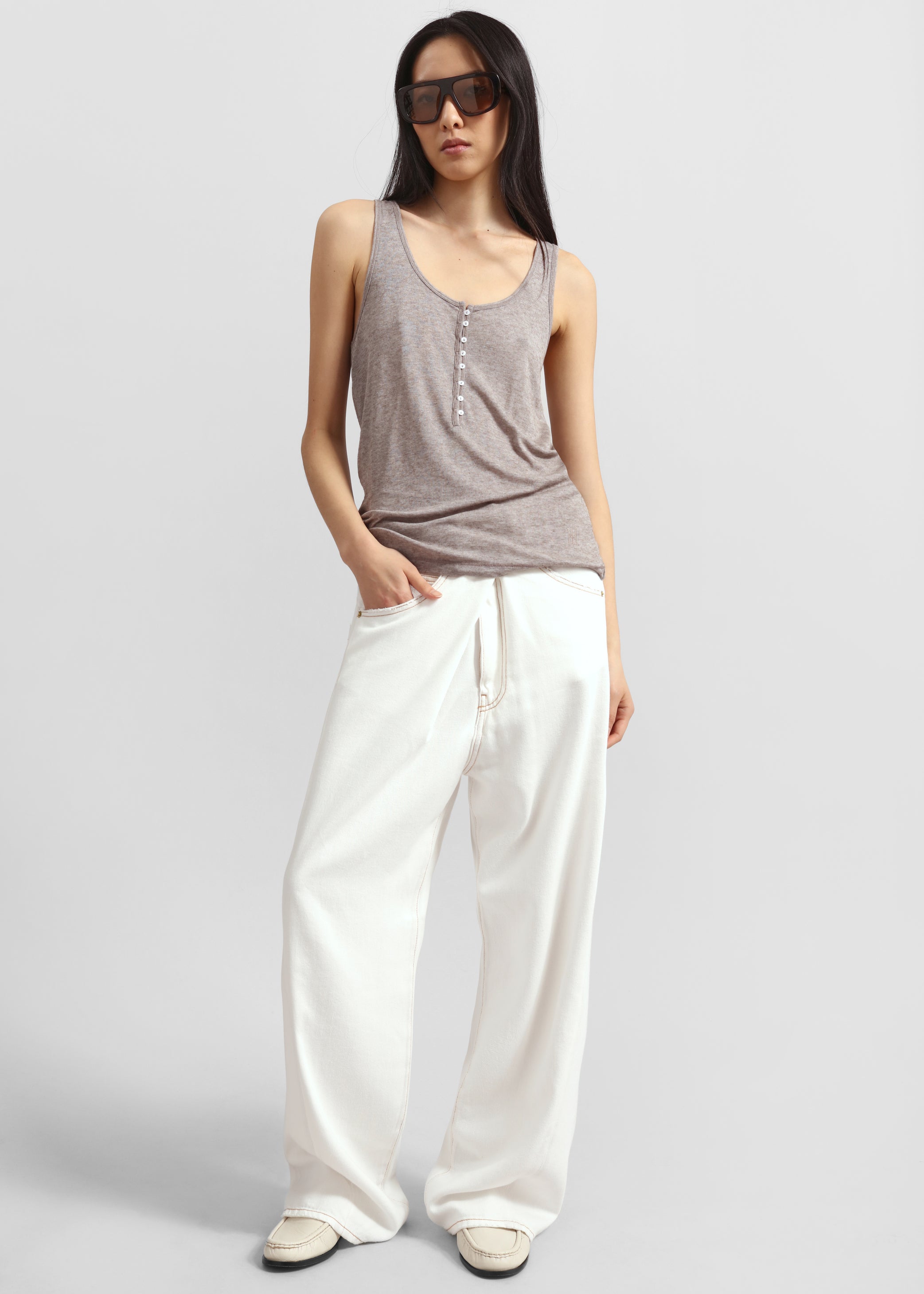Shop the look image for Darkpark Ines Fold Over Denim - Washed White