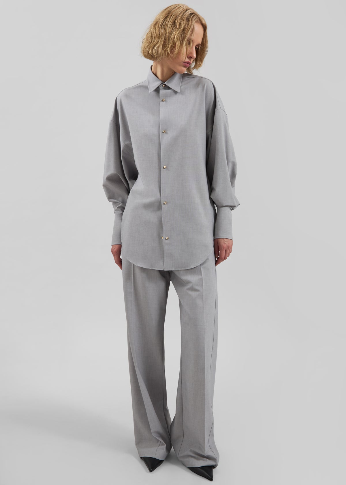 Darkpark Iris Viscose Wool Paper Bags Pants - Light Grey - 3