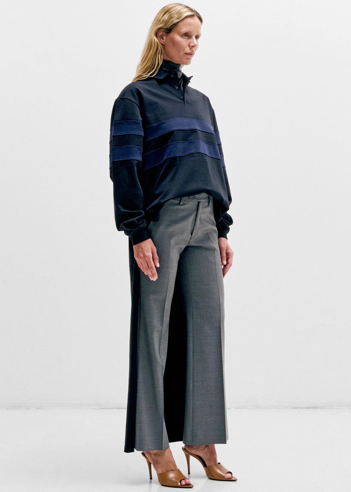 Darkpark Jill Stripes Polo Rugby - Black/Dark Blue