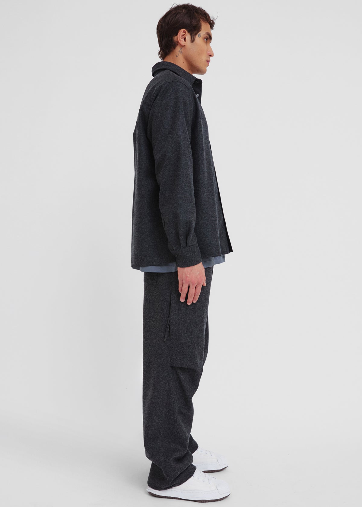 Darkpark Jordan Wool Relax Fit Trousers - Dark Grey Melange