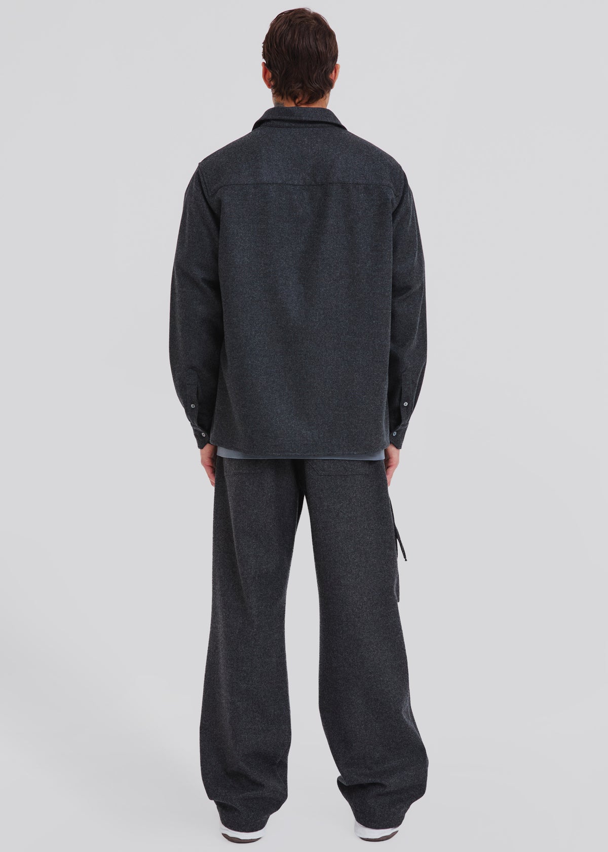 Darkpark Jordan Wool Relax Fit Trousers - Dark Grey Melange