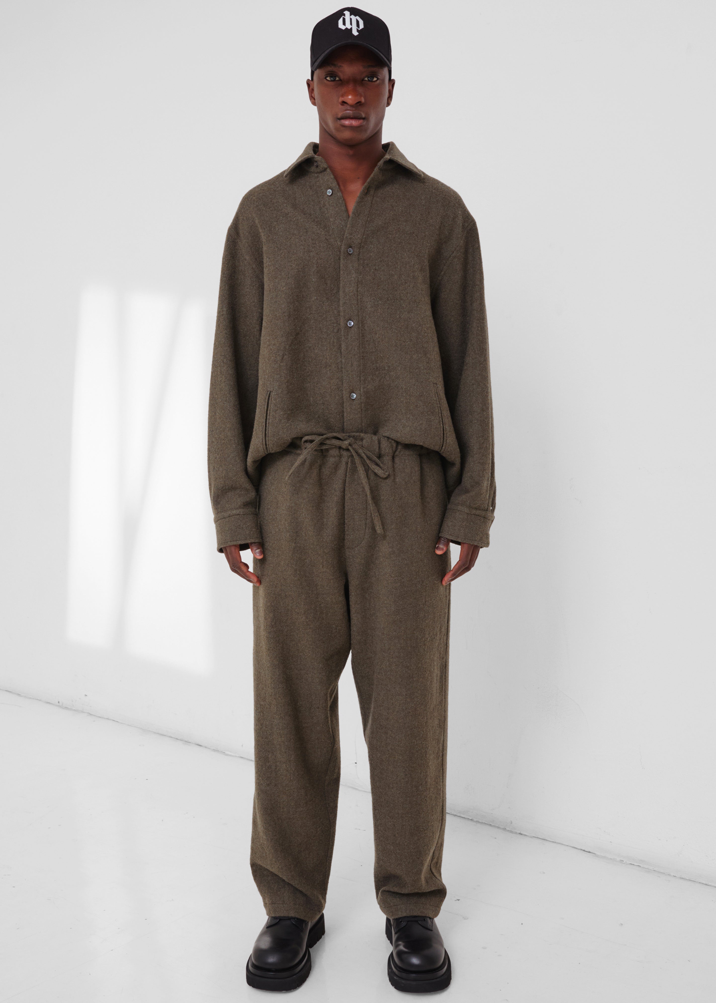 Darkpark Keanu Japanese Light Wool Shirt - Military Green - 6