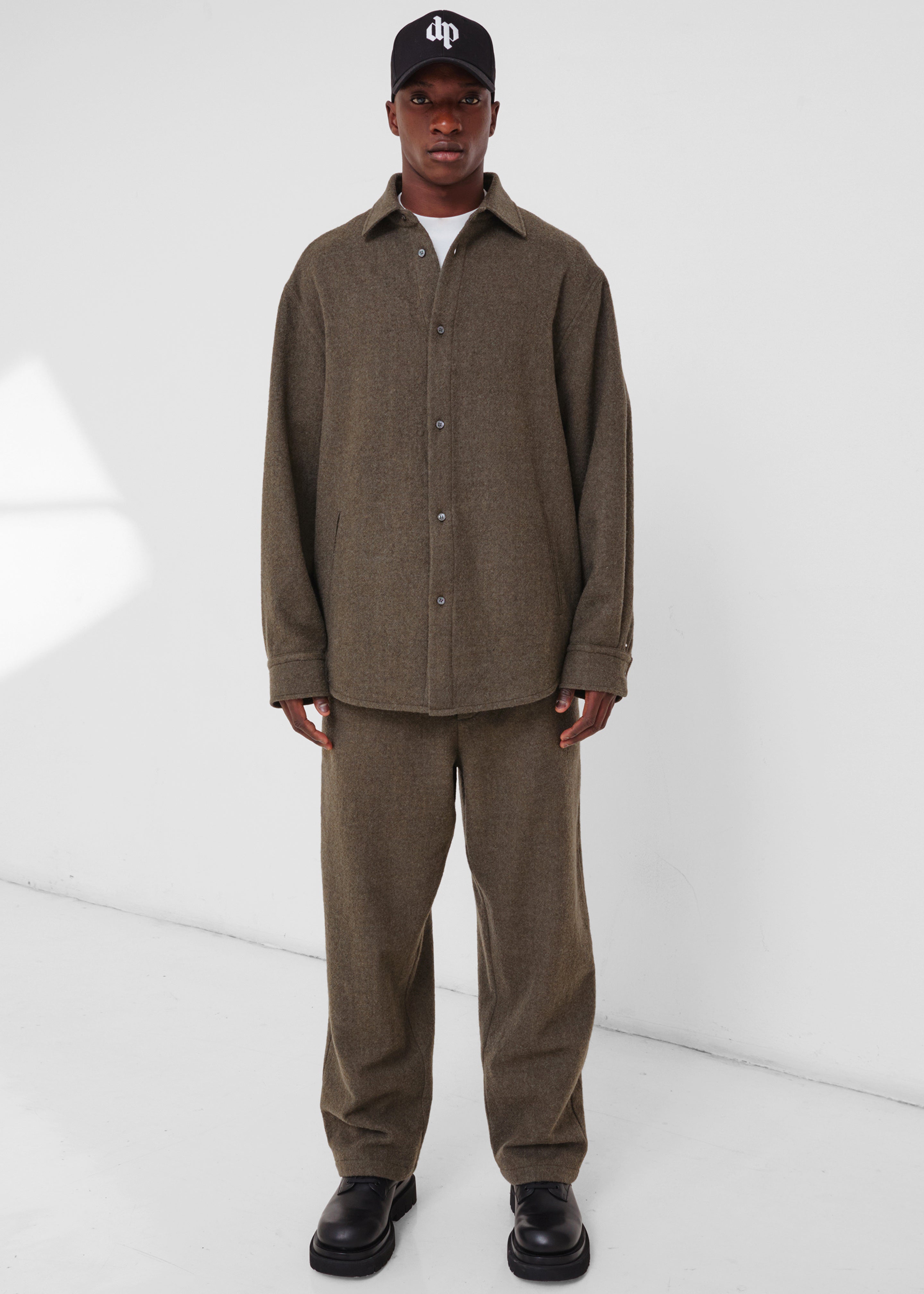 Darkpark Keanu Japanese Light Wool Shirt - Military Green - 2