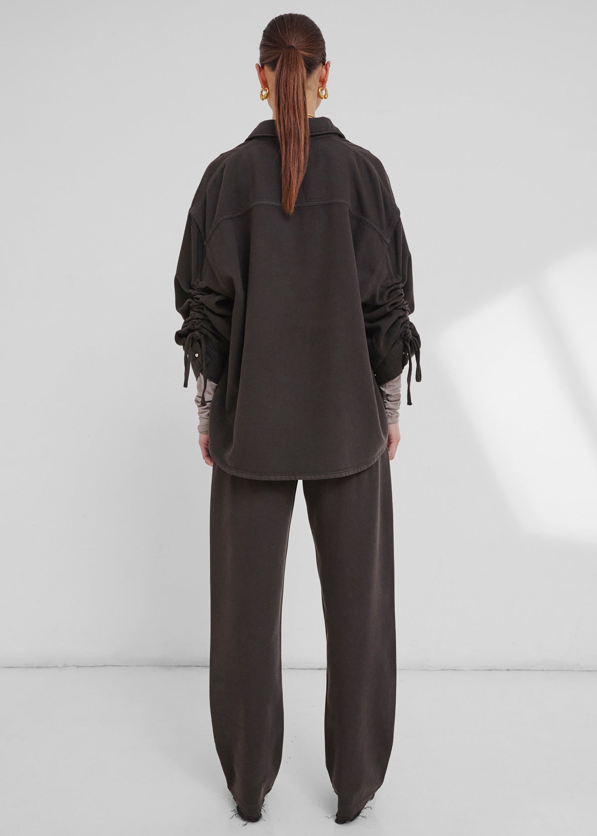 Darkpark Keanu Denim Rouche Shirt - Dark Brown - 9