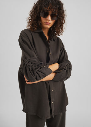 Darkpark Keanu Denim Rouche Shirt - Dark Brown