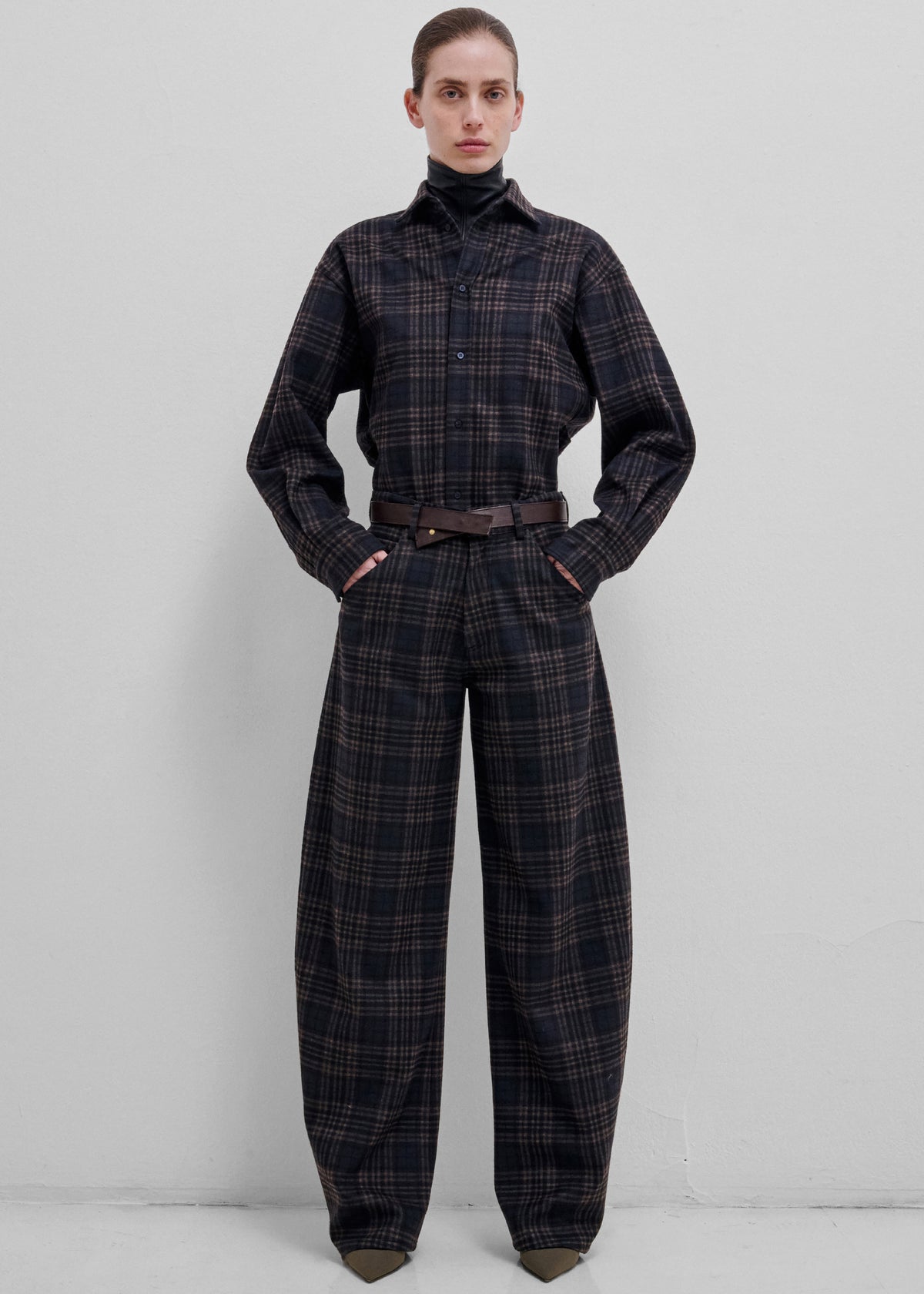 Darkpark Khris Tartan Check Barrel Leg Pants - Blue/Grey/Red - 1