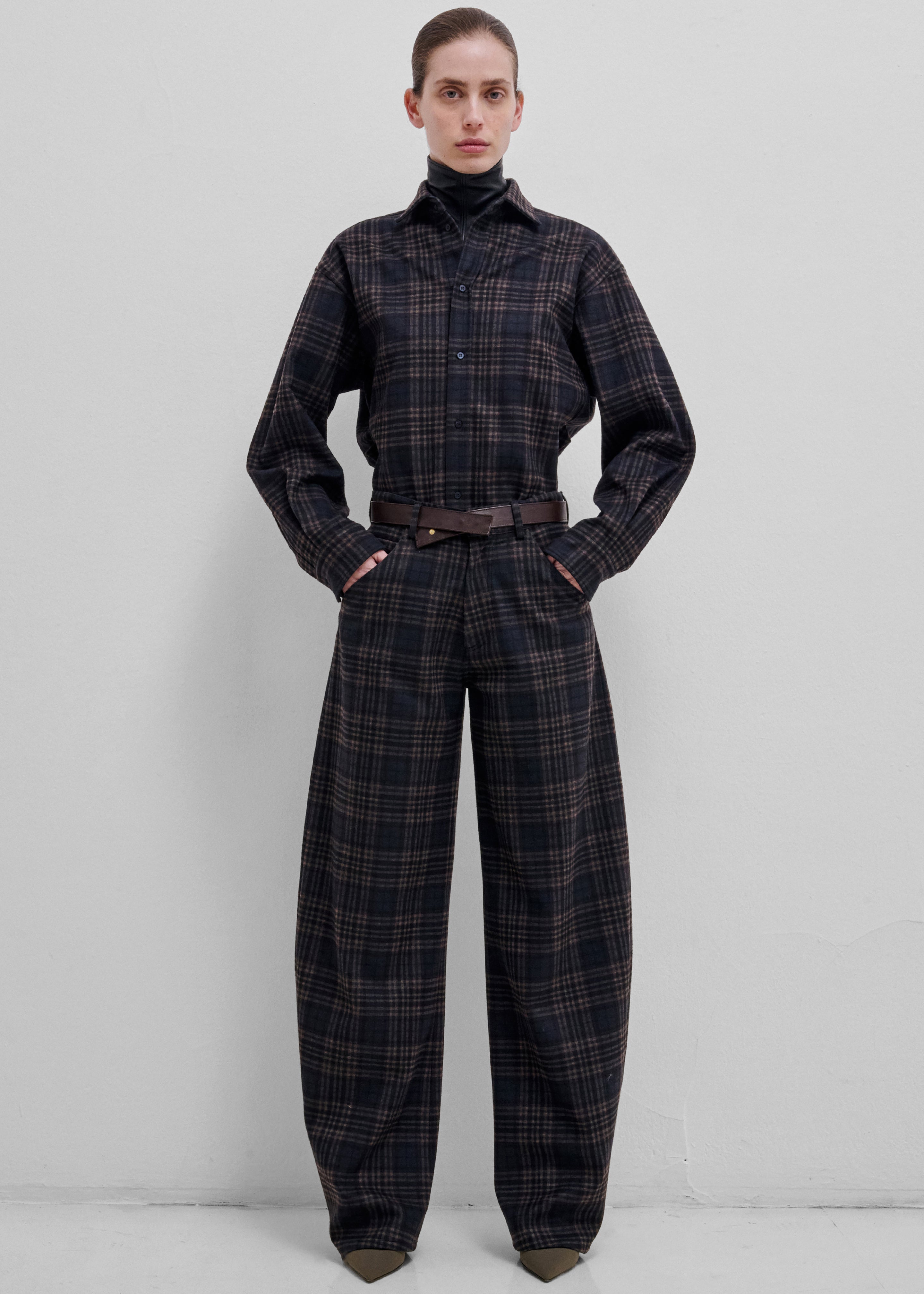 Darkpark Khris Tartan Check Barrel Leg Pants - Blue/Grey/Red - 1