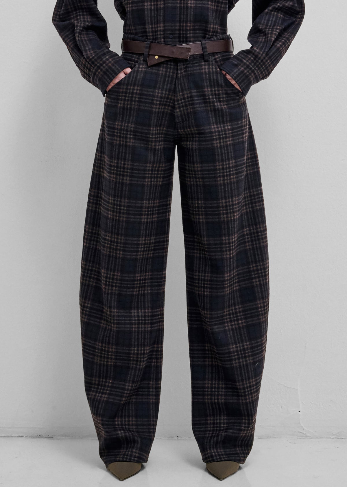 Darkpark Khris Tartan Check Barrel Leg Pants - Blue/Grey/Red - 2