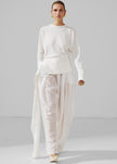 Darkpark Luna Jersey Top With Dropped Satin Details - White