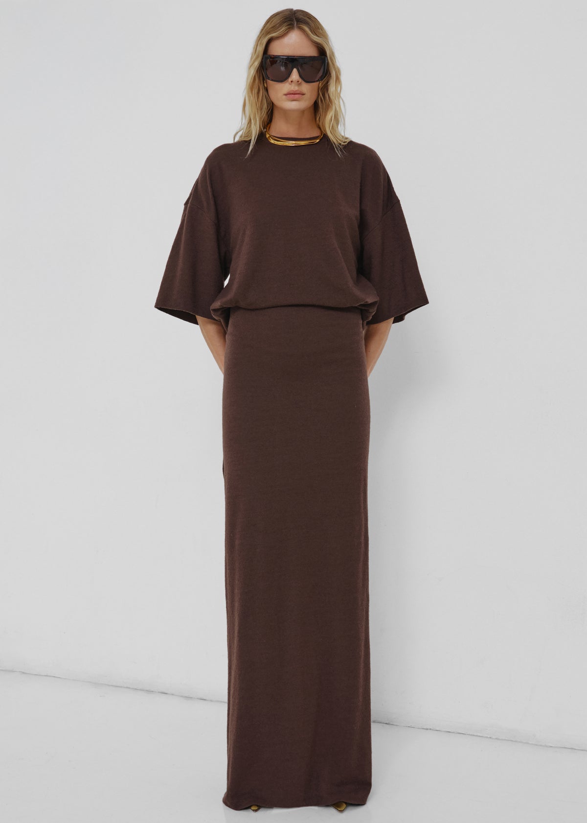 Darkpark Marlin Open Back Wool Dress - Dark Brown - 3