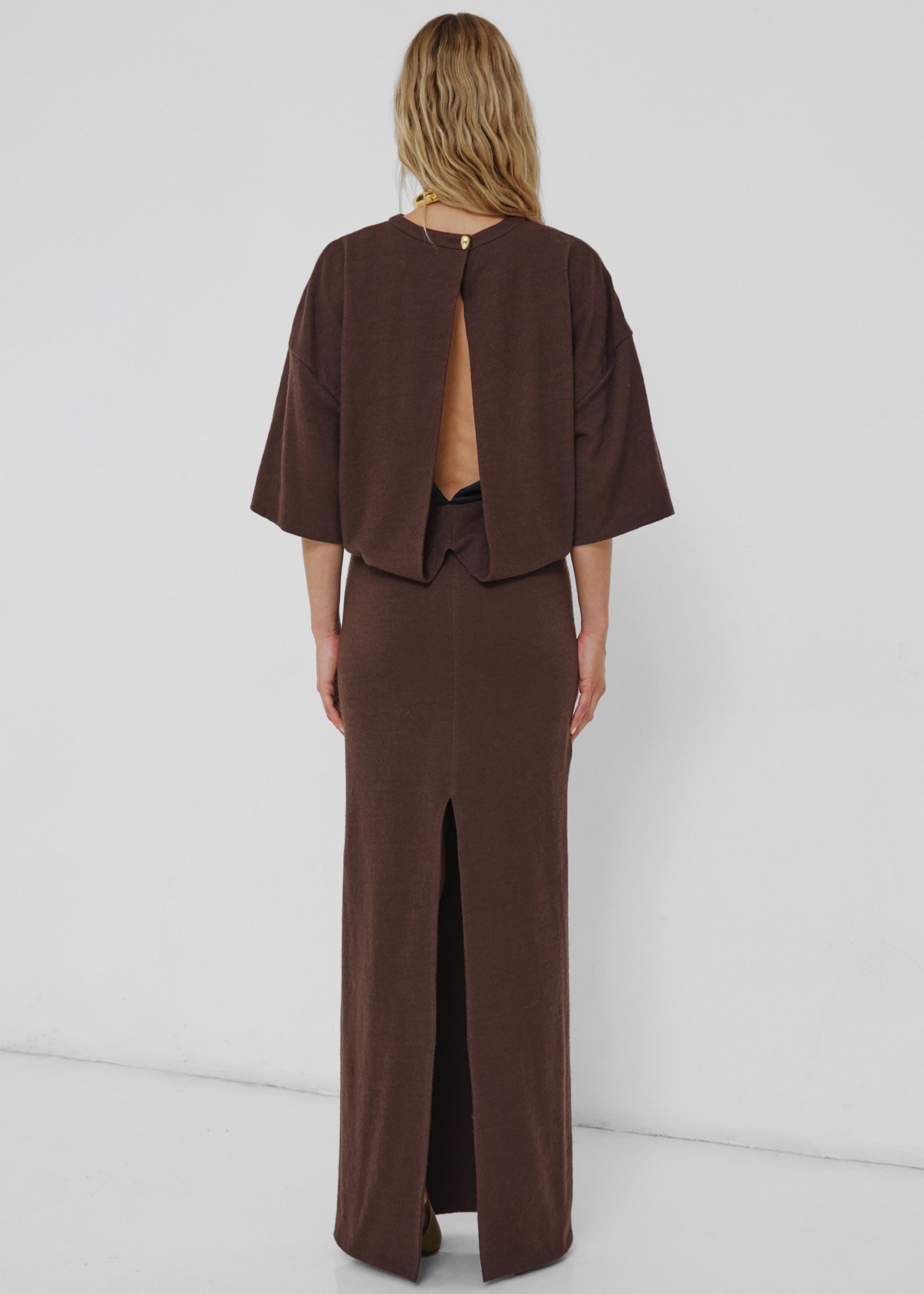 Darkpark Marlin Open Back Wool Dress - Dark Brown – The Frankie Shop