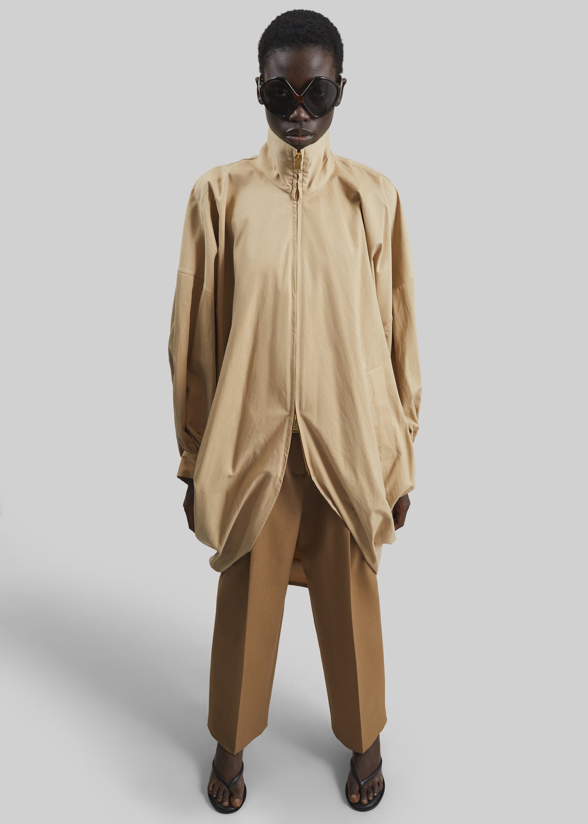 Darkpark Norma Draped Sleeves Bomber Jacket - Beige - 2