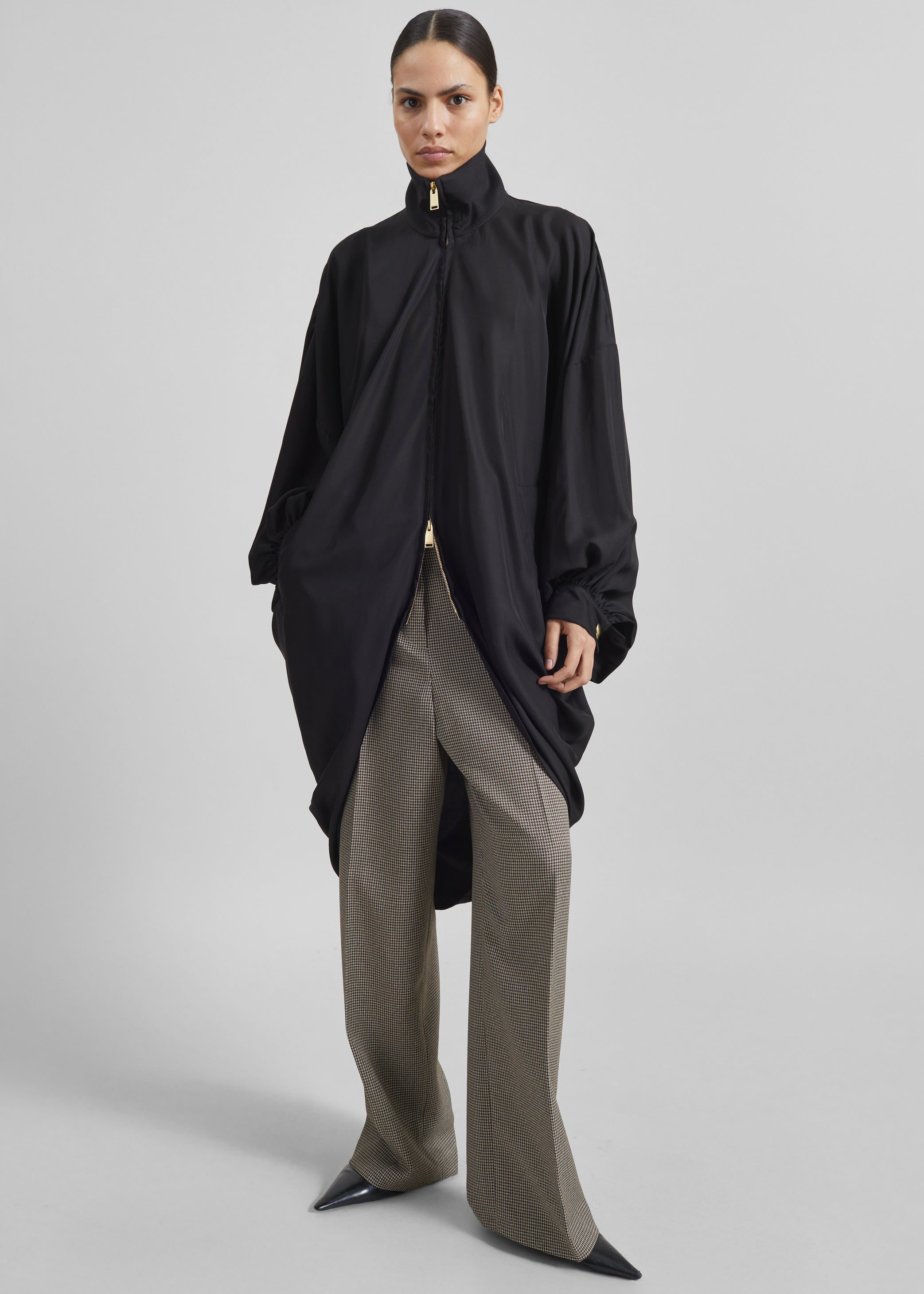 Shop the look image for Darkpark Norma Draped Sleeves Bomber Jacket - Black