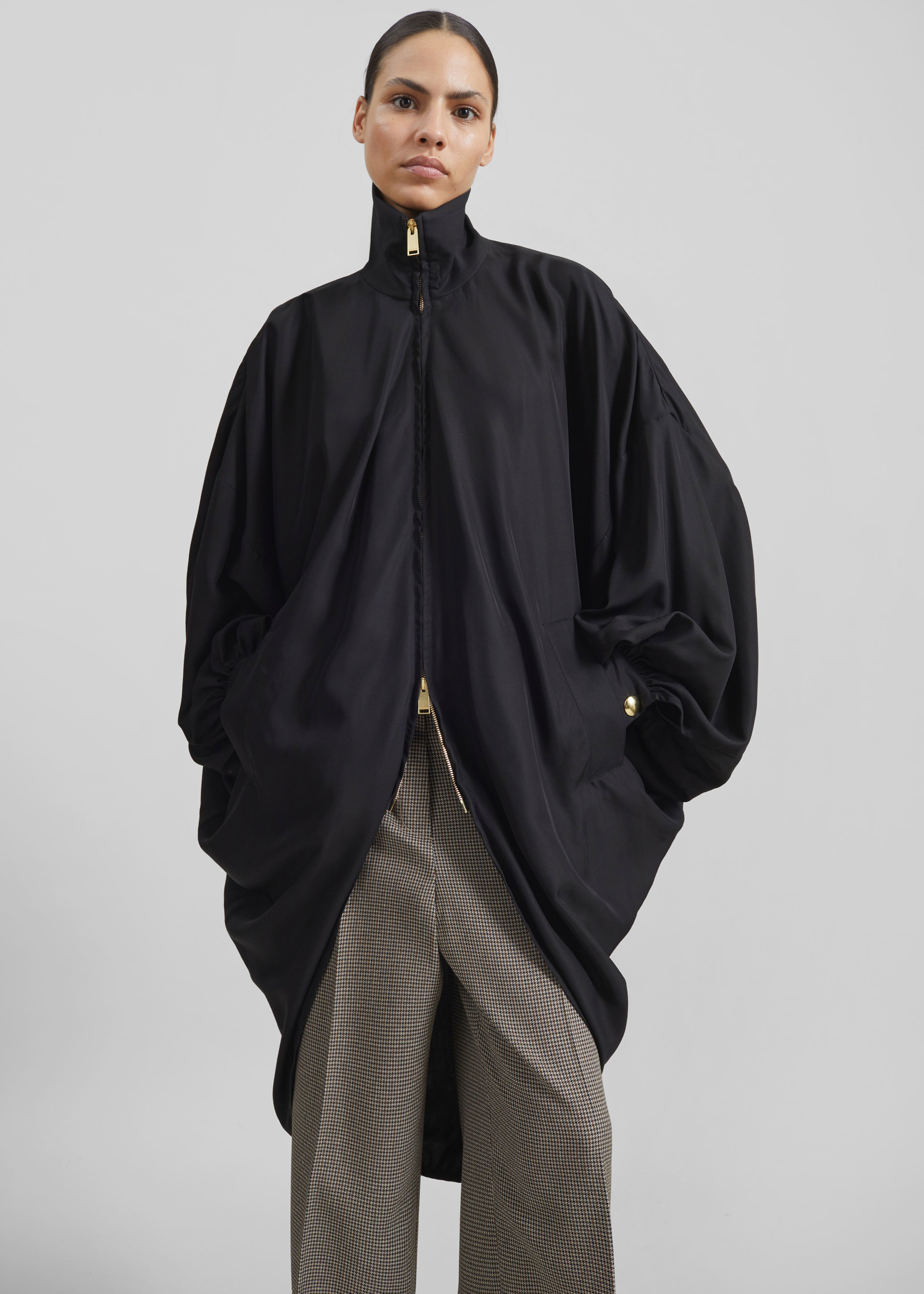 Darkpark Norma Draped Sleeves Bomber Jacket - Black - 5