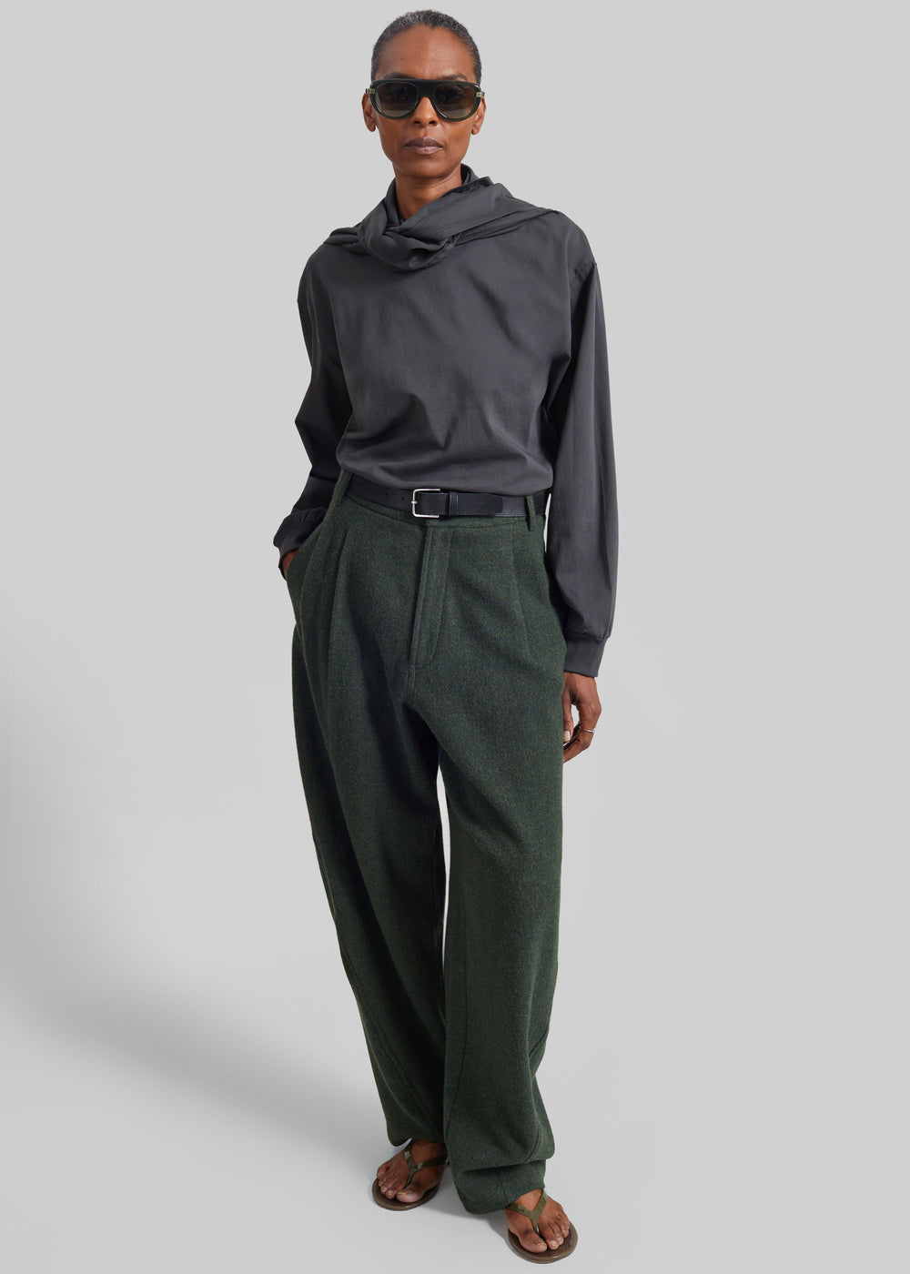 Darkpark Phebe Wool Wide Leg Pants - Green