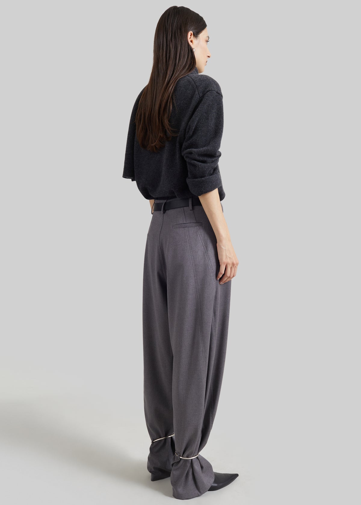 Darkpark Phebe Cuff Adorned Wide Leg Pants - Grey Melange