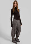 Darkpark Phebe Cuff Adorned Wide-Leg Herringbone Wool Pants - Brown/Black/White