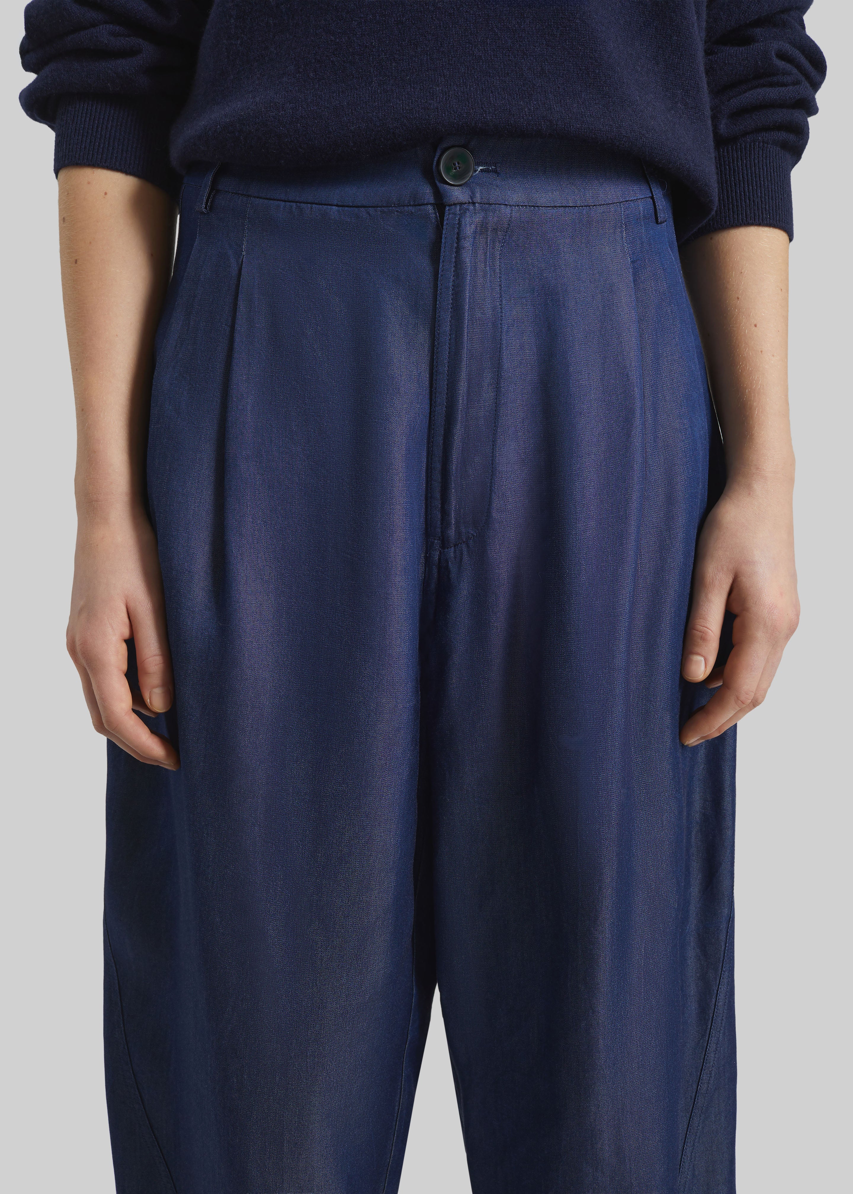 Darkpark Phebe Light Chambray Wide-Leg Pants - Blue Denim - 4
