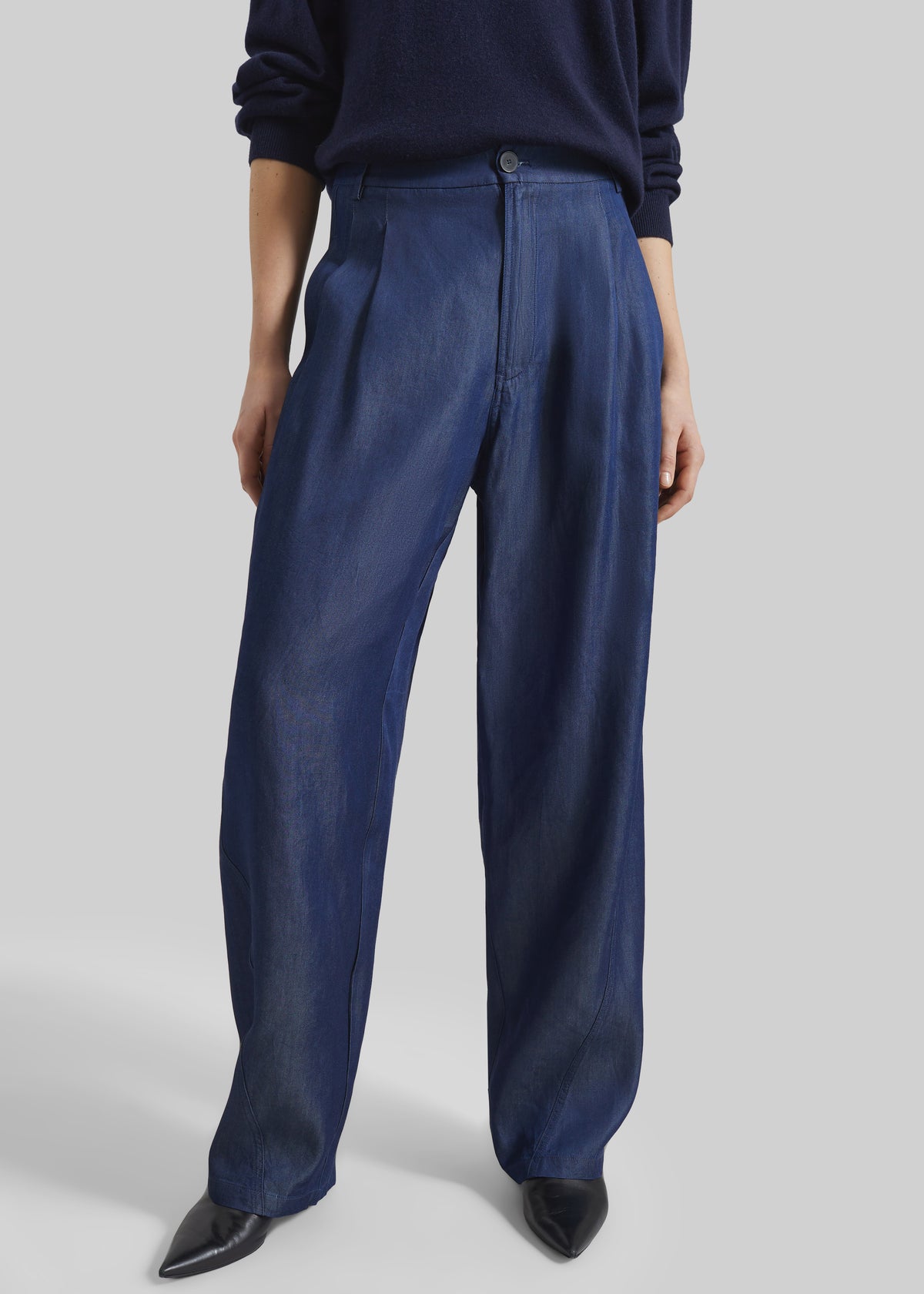 Darkpark Phebe Light Chambray Wide-Leg Pants - Blue Denim - 2