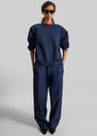 Darkpark Phebe Light Cotton Popeline Wide-Leg Pants - Blue Navy