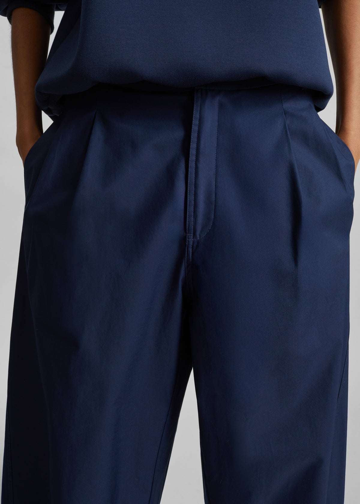 Darkpark Phebe Light Cotton Popeline Wide-Leg Pants - Blue Navy - 3