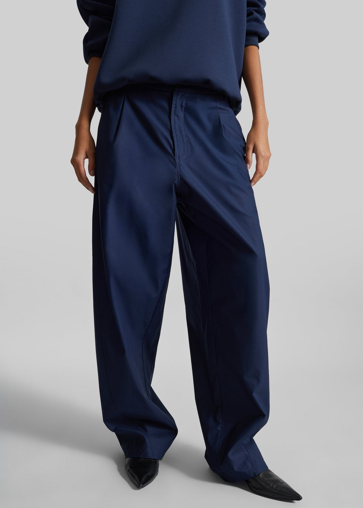Darkpark Phebe Light Cotton Popeline Wide-Leg Pants - Blue Navy - 6