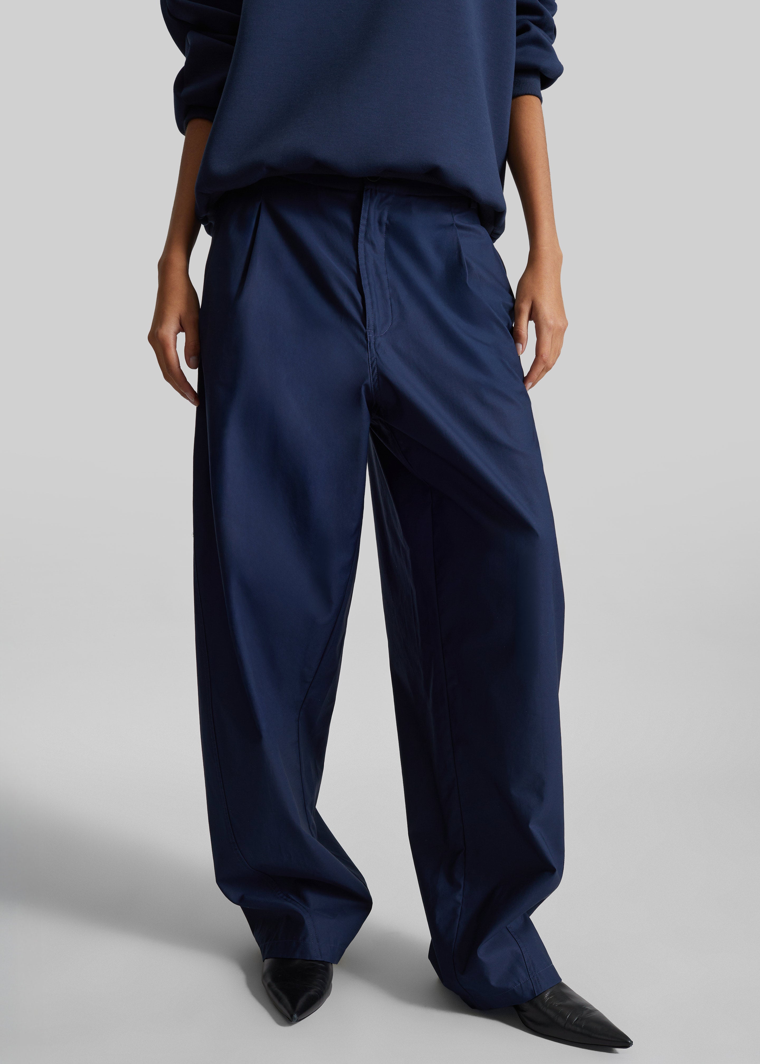 Darkpark Phebe Light Cotton Popeline Wide-Leg Pants - Blue Navy - 6