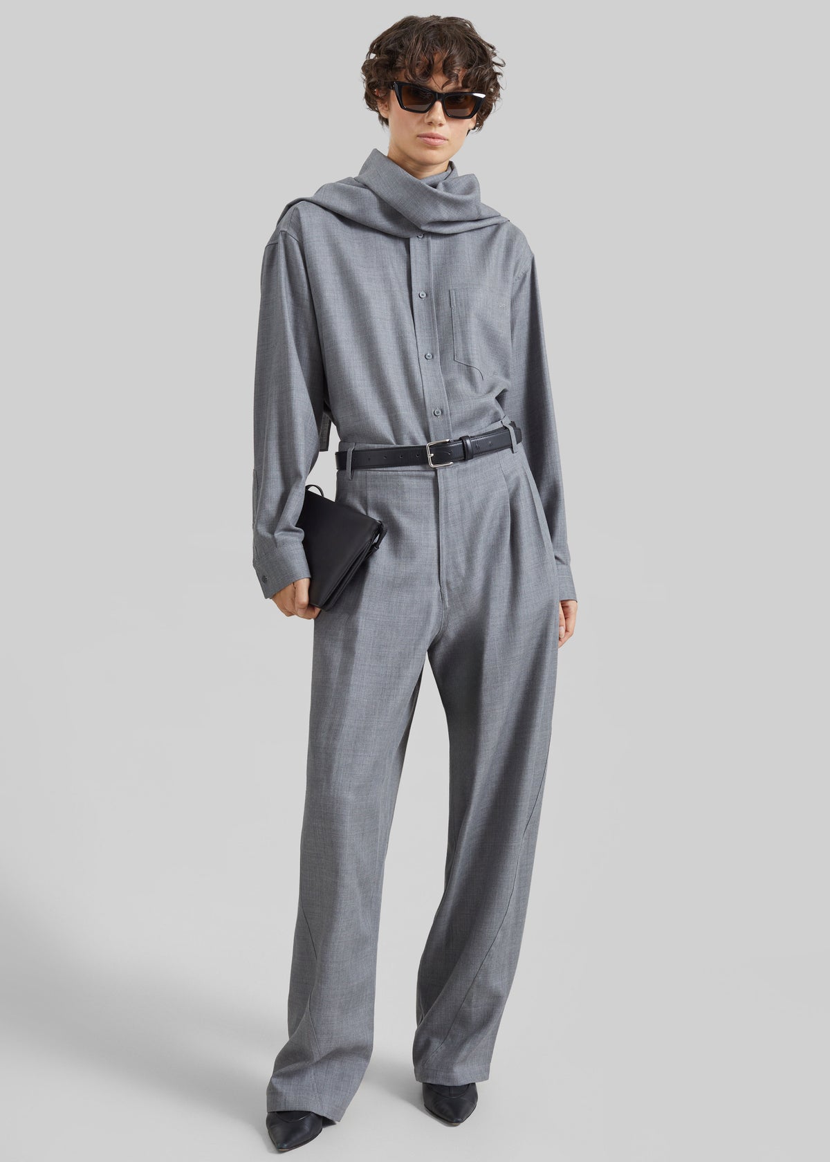 Shop the look image for Darkpark Phebe Wool Wide Leg Pants - Grey
