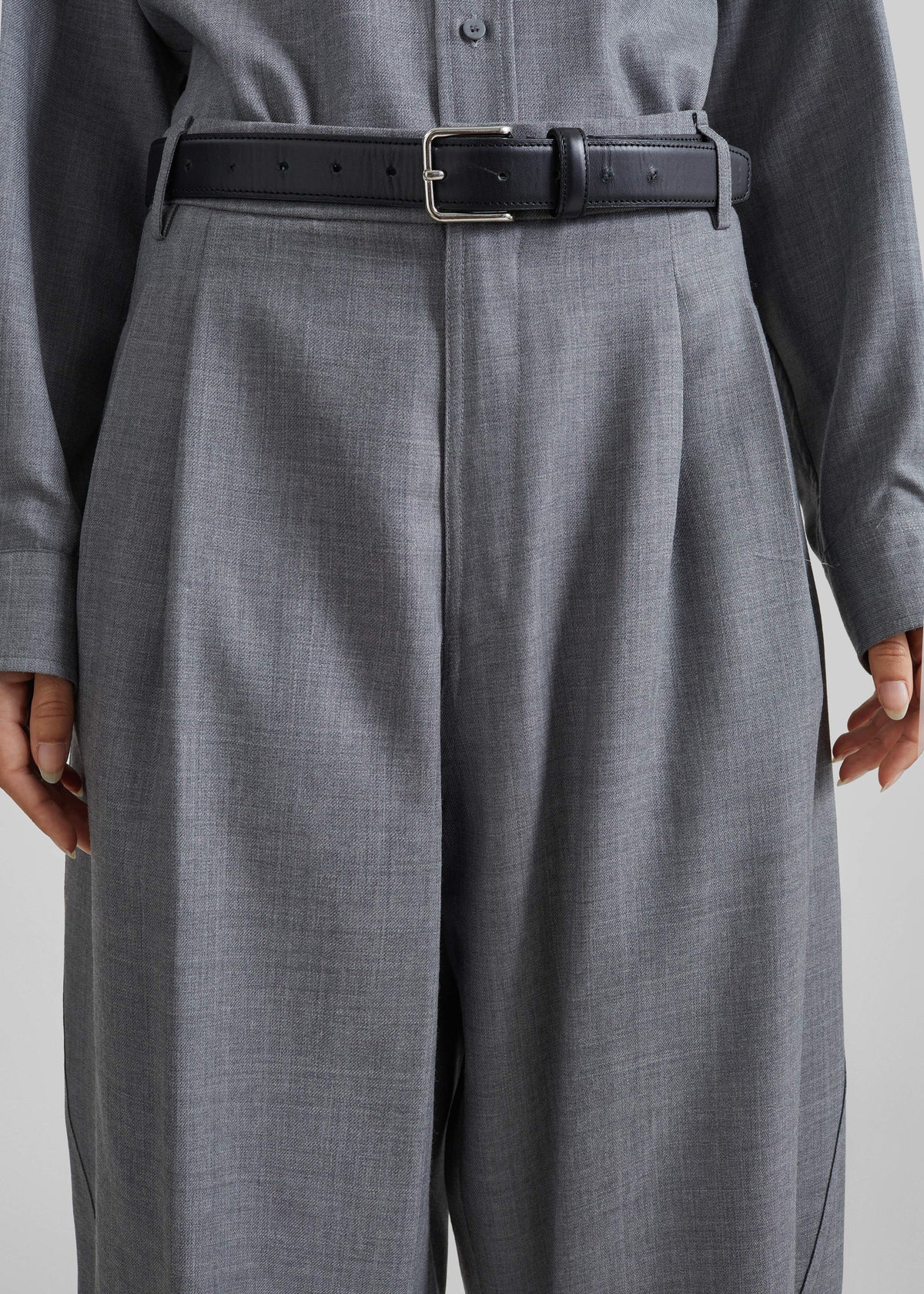 Darkpark Phebe Wool Wide Leg Pants - Grey