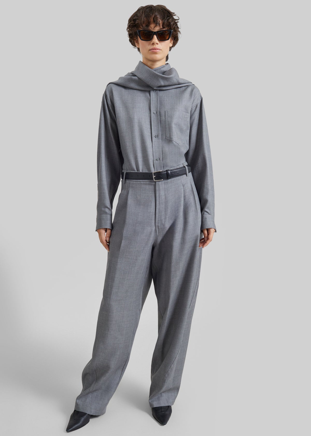 Darkpark Phebe Wool Wide Leg Pants - Grey