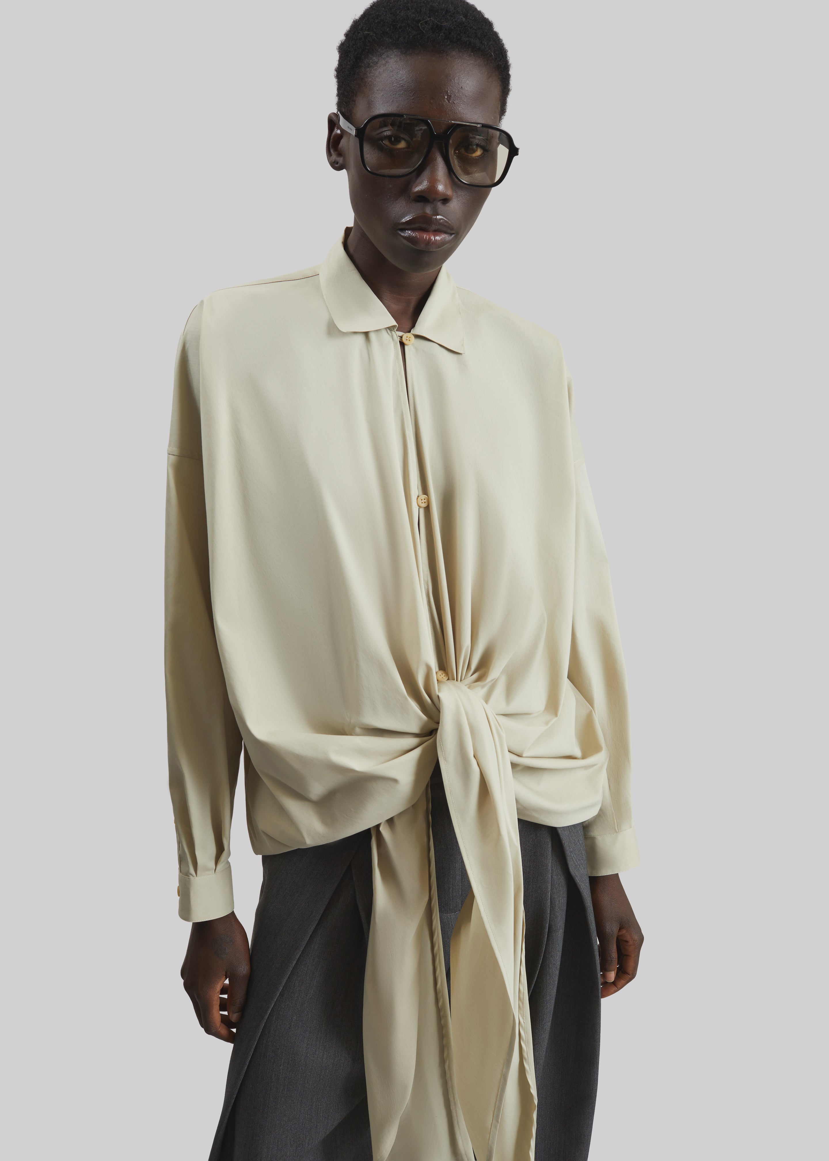 Darkpark Romy Light Cotton Popeline Drap Shirt - Beige – The
