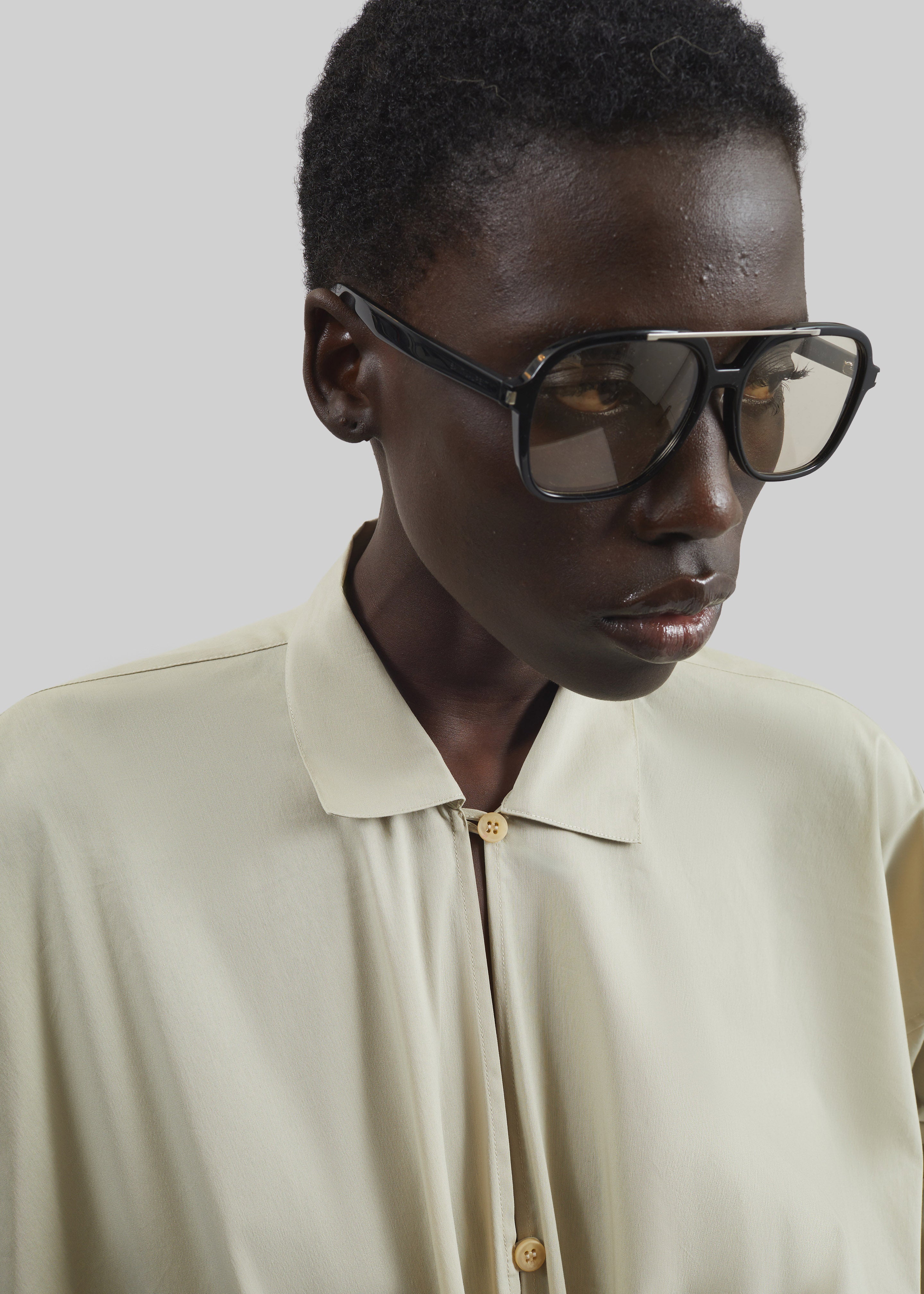 Darkpark Romy Light Cotton Popeline Drap Shirt - Beige - 3