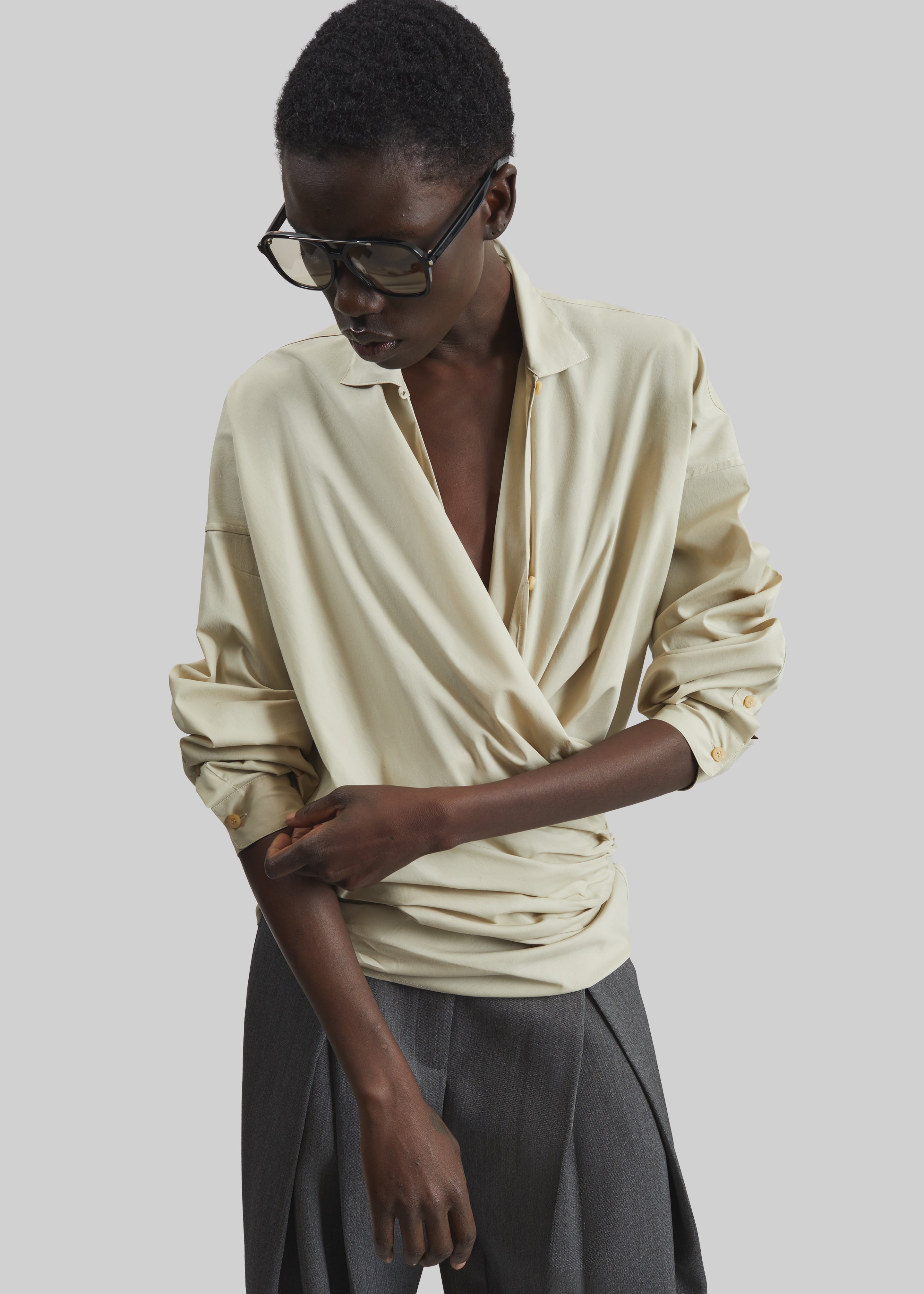 Darkpark Romy Light Cotton Popeline Drap Shirt - Beige – The