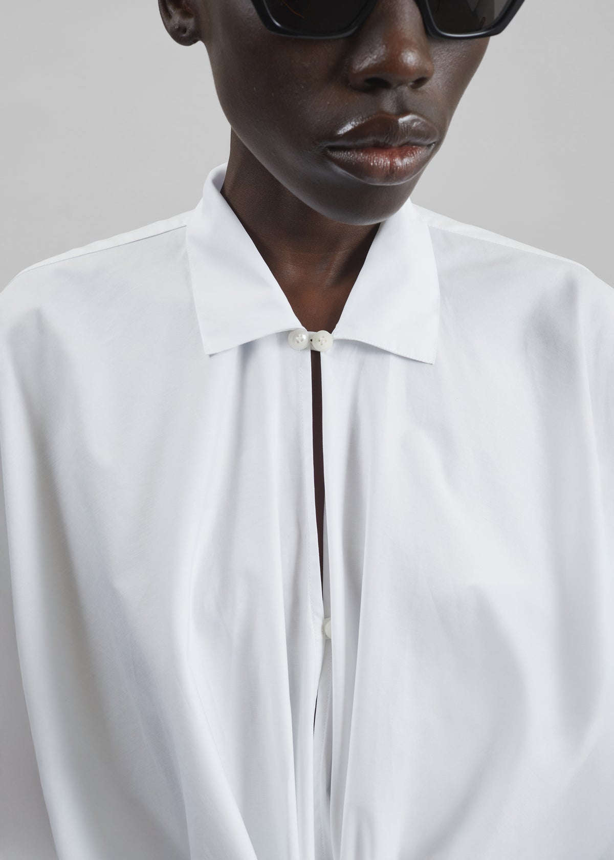 Darkpark Romy Light Cotton Popeline Drap Shirt - White - 5