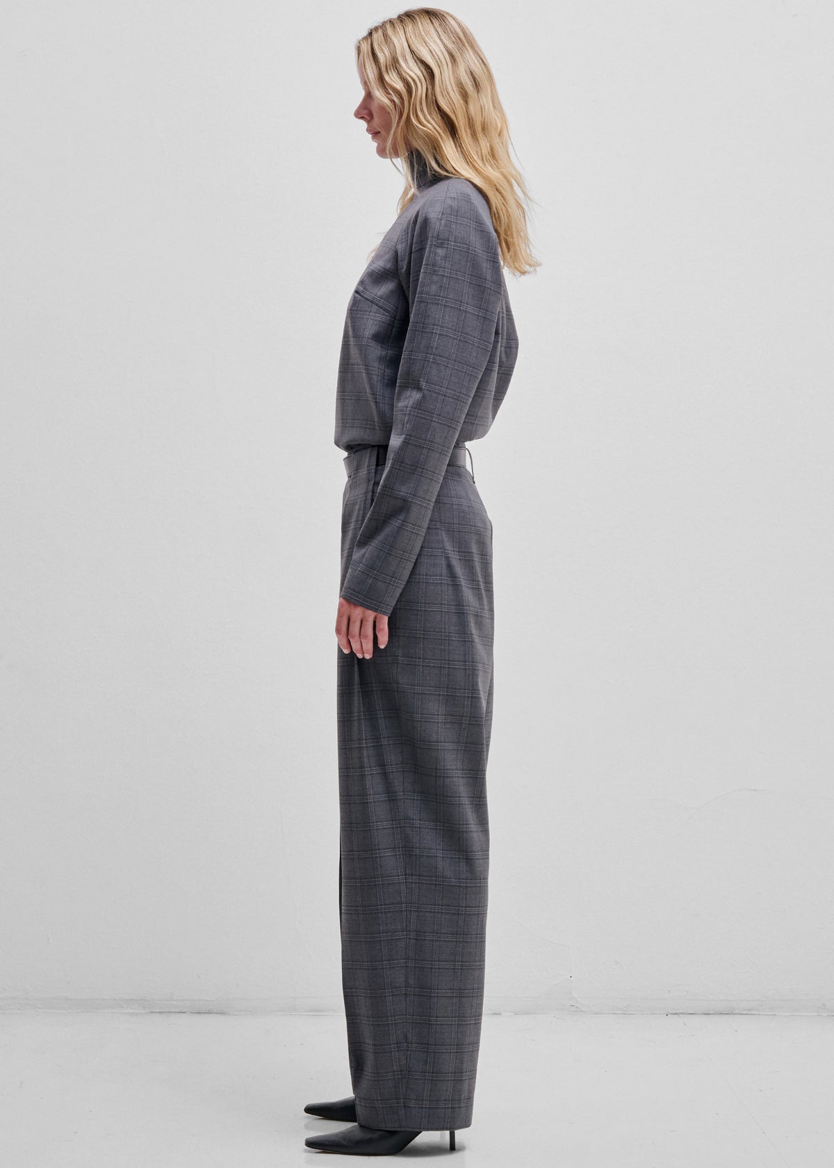 Darkpark Ronda Leather Belt Wool Trousers - Dark Grey - 3