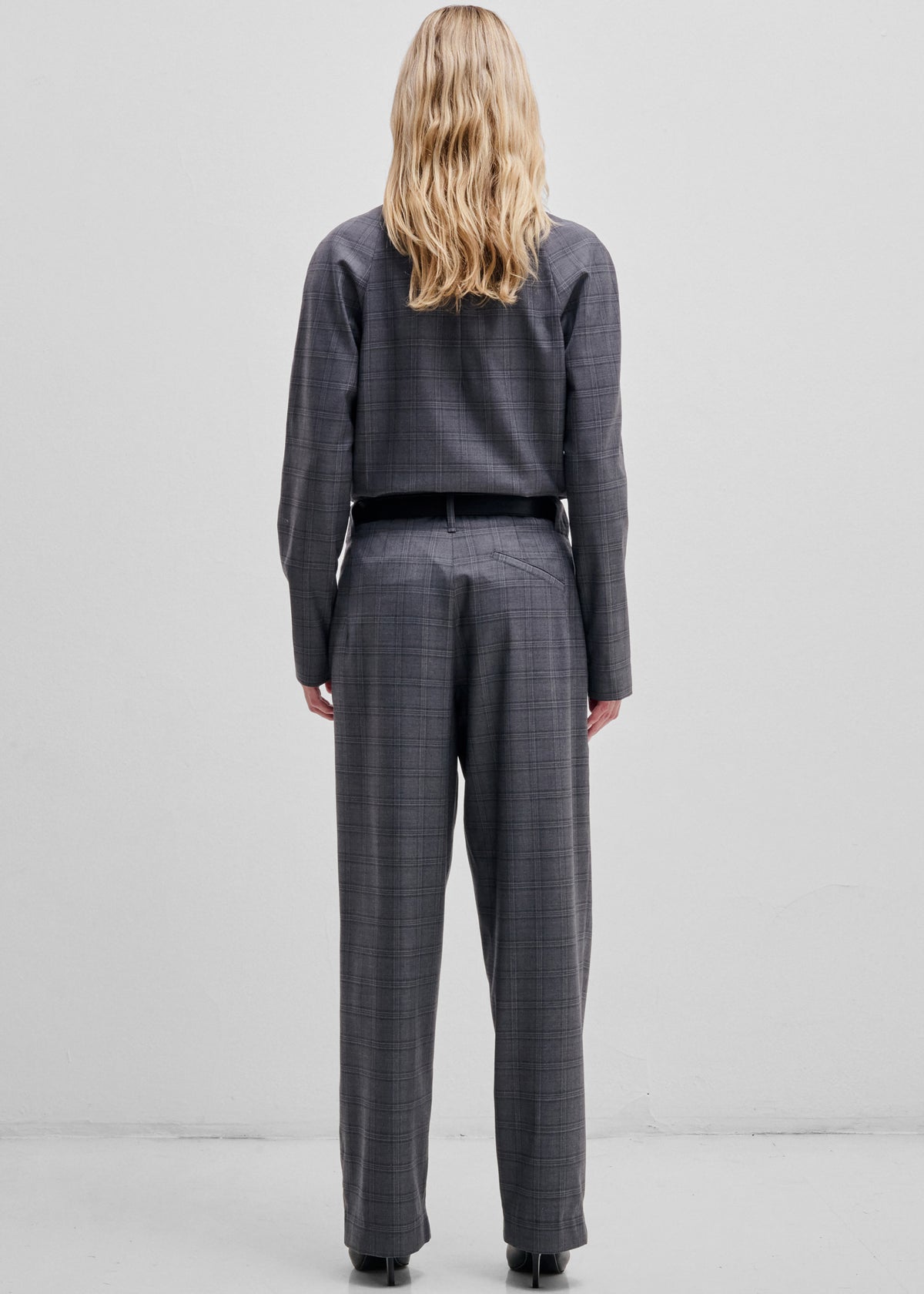 Darkpark Ronda Leather Belt Wool Trousers - Dark Grey - 4