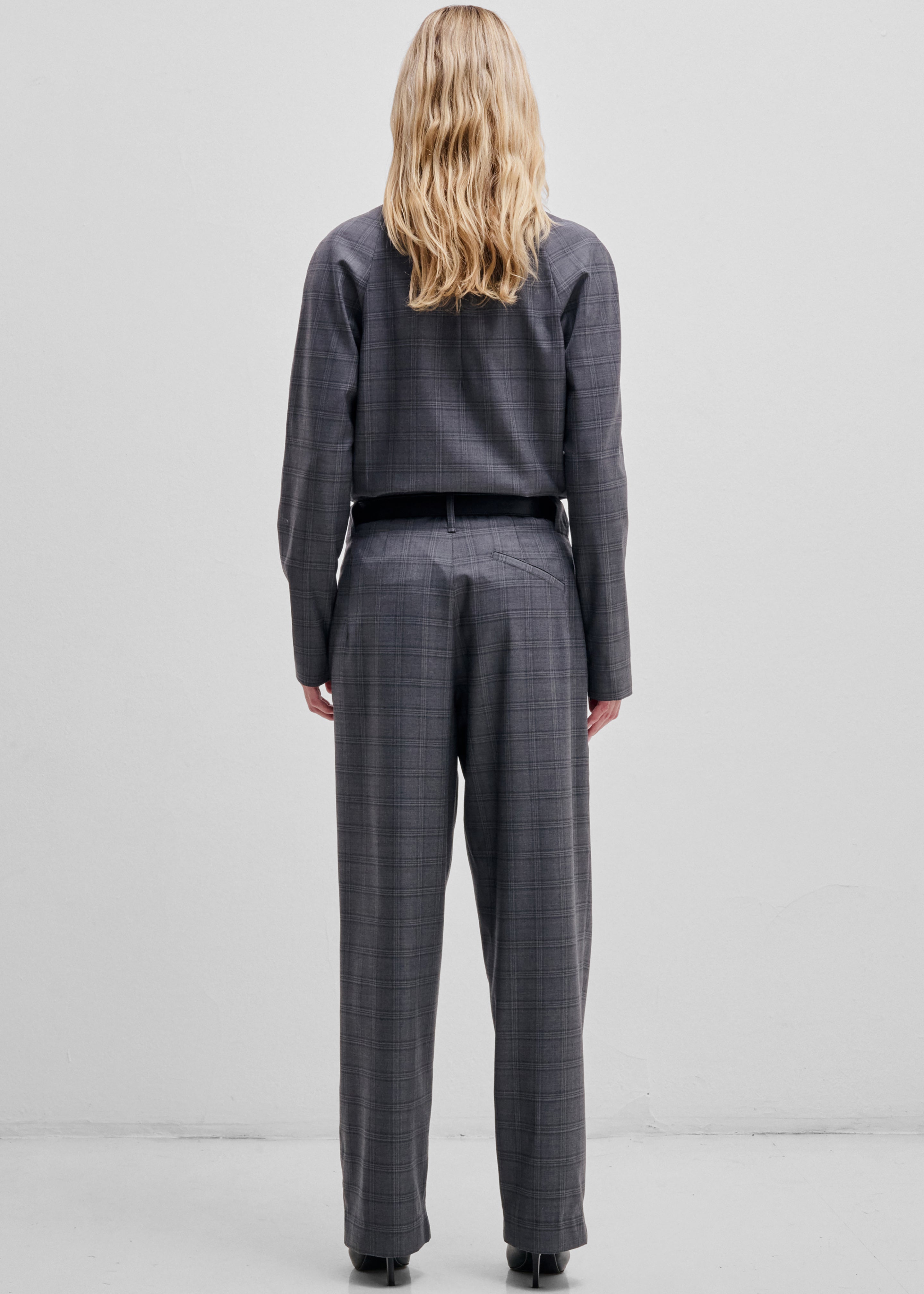 Darkpark Ronda Leather Belt Wool Trousers - Dark Grey - 4